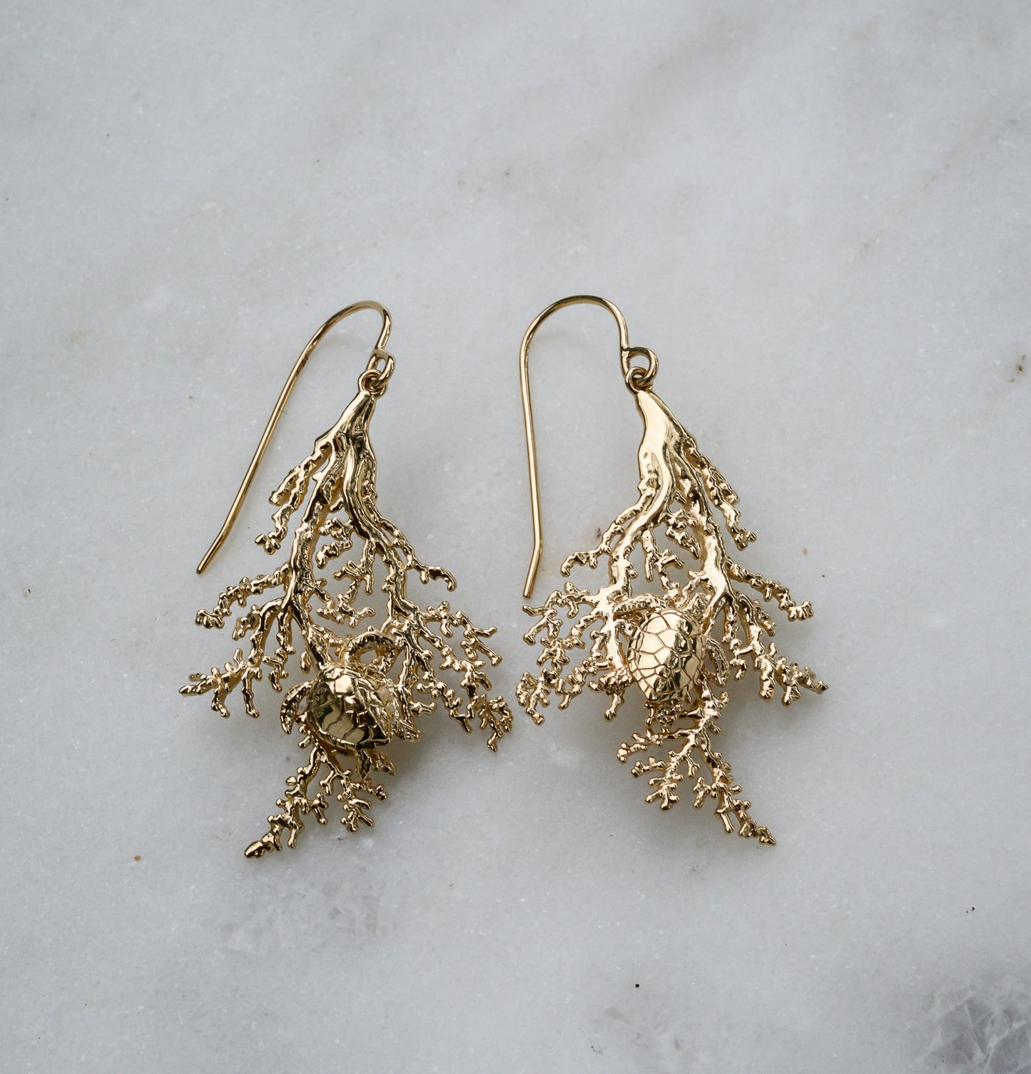 RESERVED Sea Turtle Coral Earrings