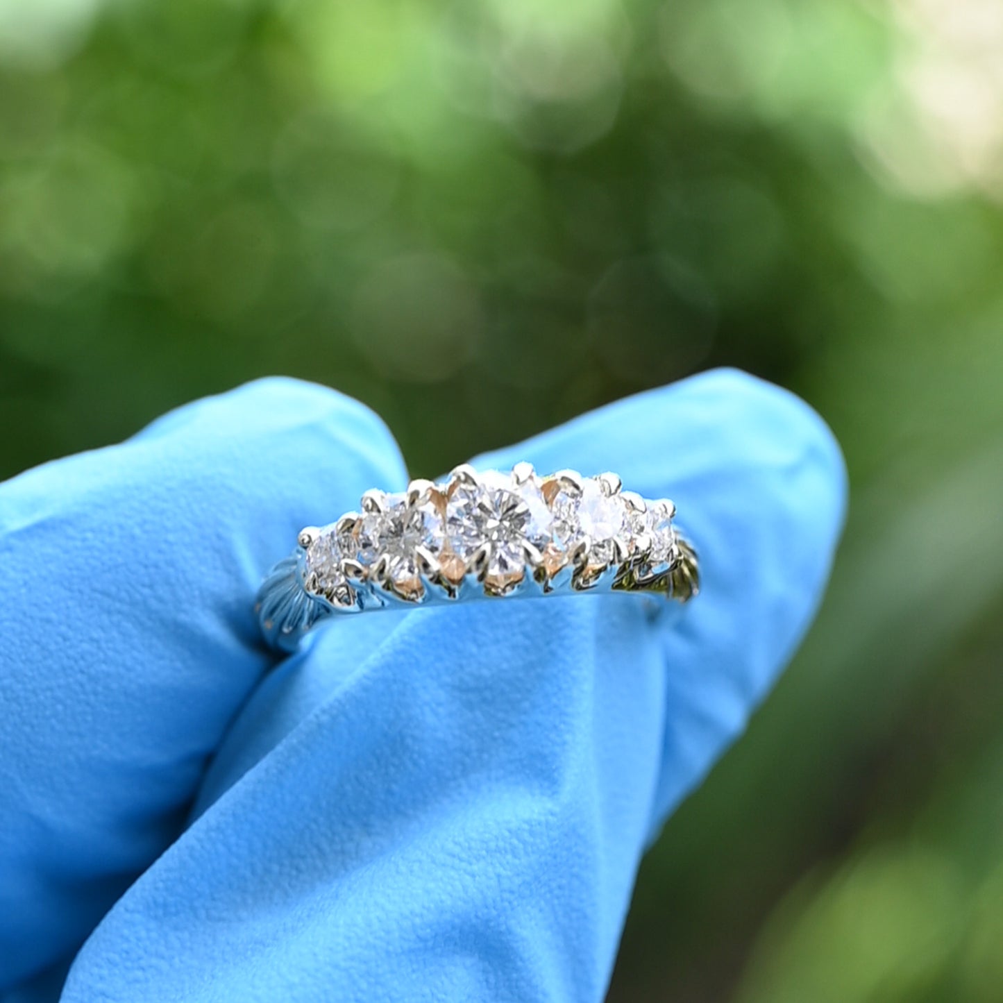 RESERVED 14K Vintage Inspired 5 Stone Engagement Ring