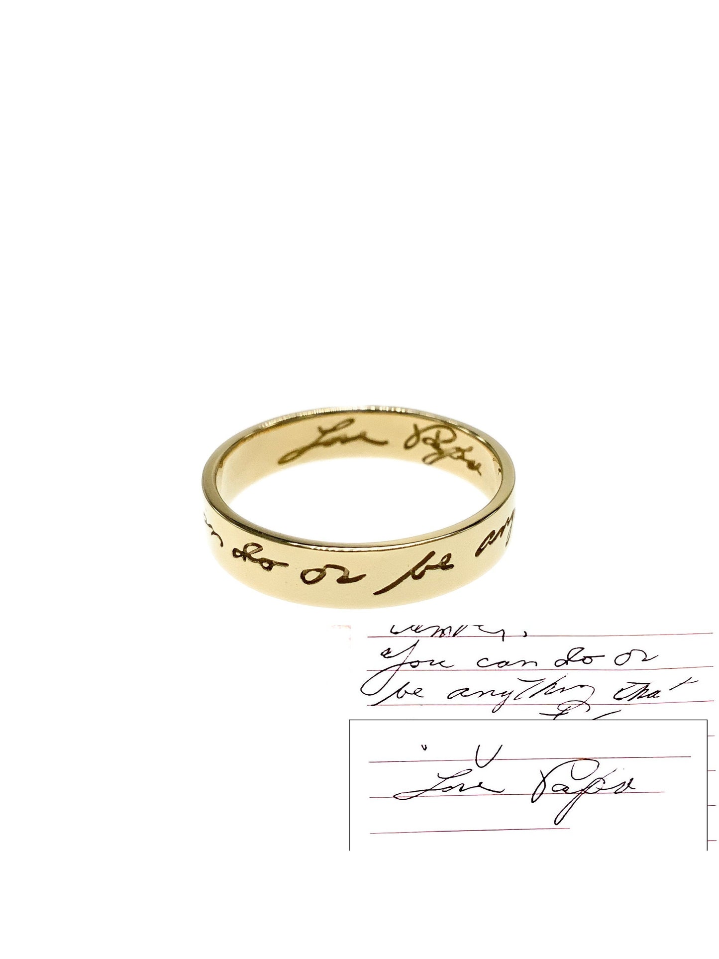 Bespoke Handwriting Ring in Solid 14k Gold or Silver, Actual Handwriting Band Ring, Eternity Ring, Wedding Band, Memorial Ring