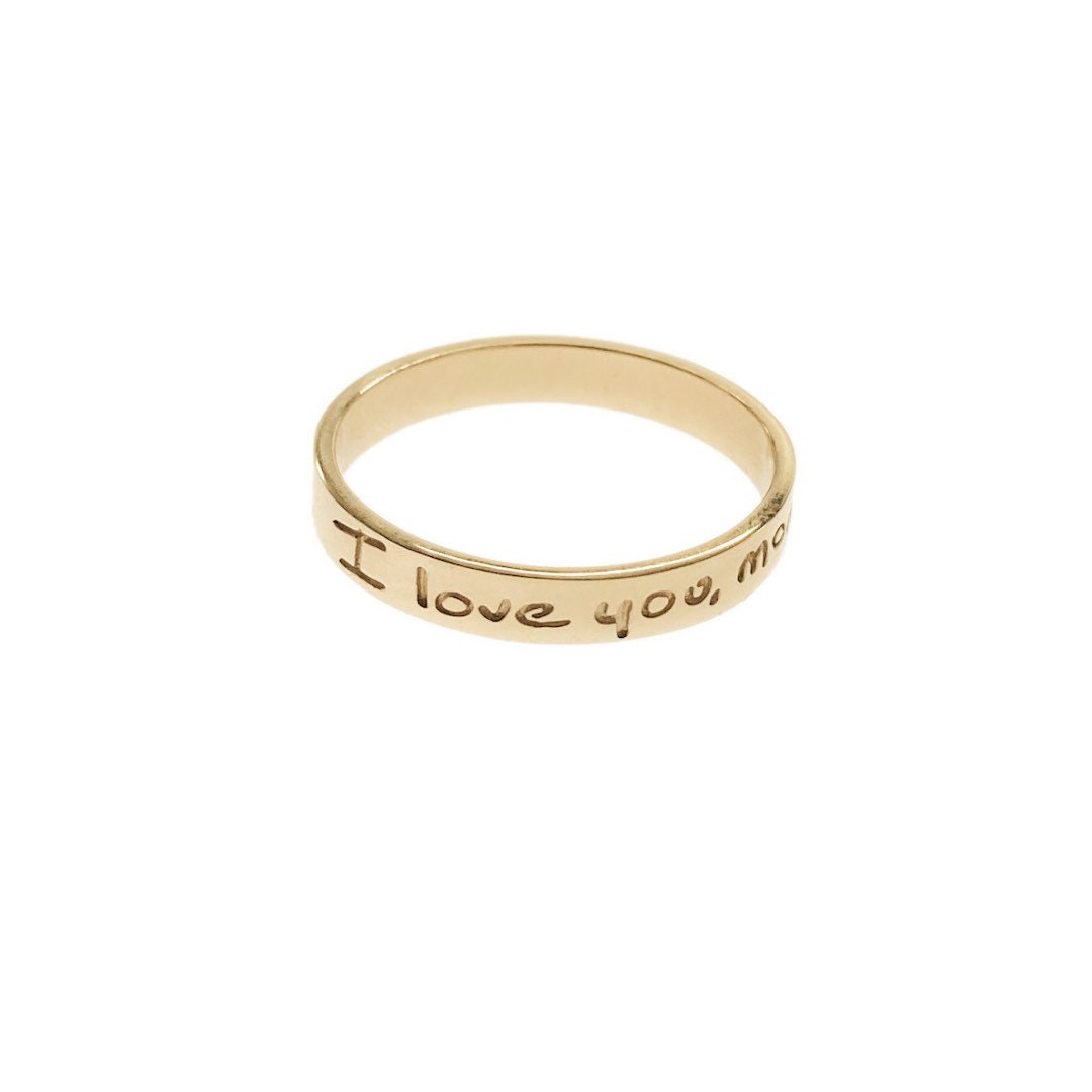 Bespoke Handwriting Ring in Solid 14k Gold or Silver, Actual Handwriting Band Ring, Eternity Ring, Wedding Band, Memorial Ring