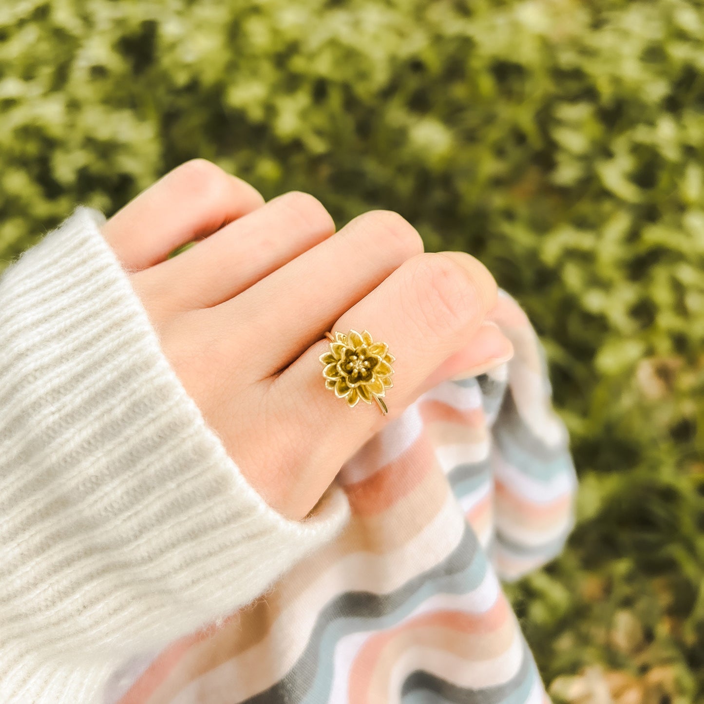 Water Lily Ring - Solid Silver or 14K Gold Plate, A Captivating Symbol of Elegance and Enlightenment