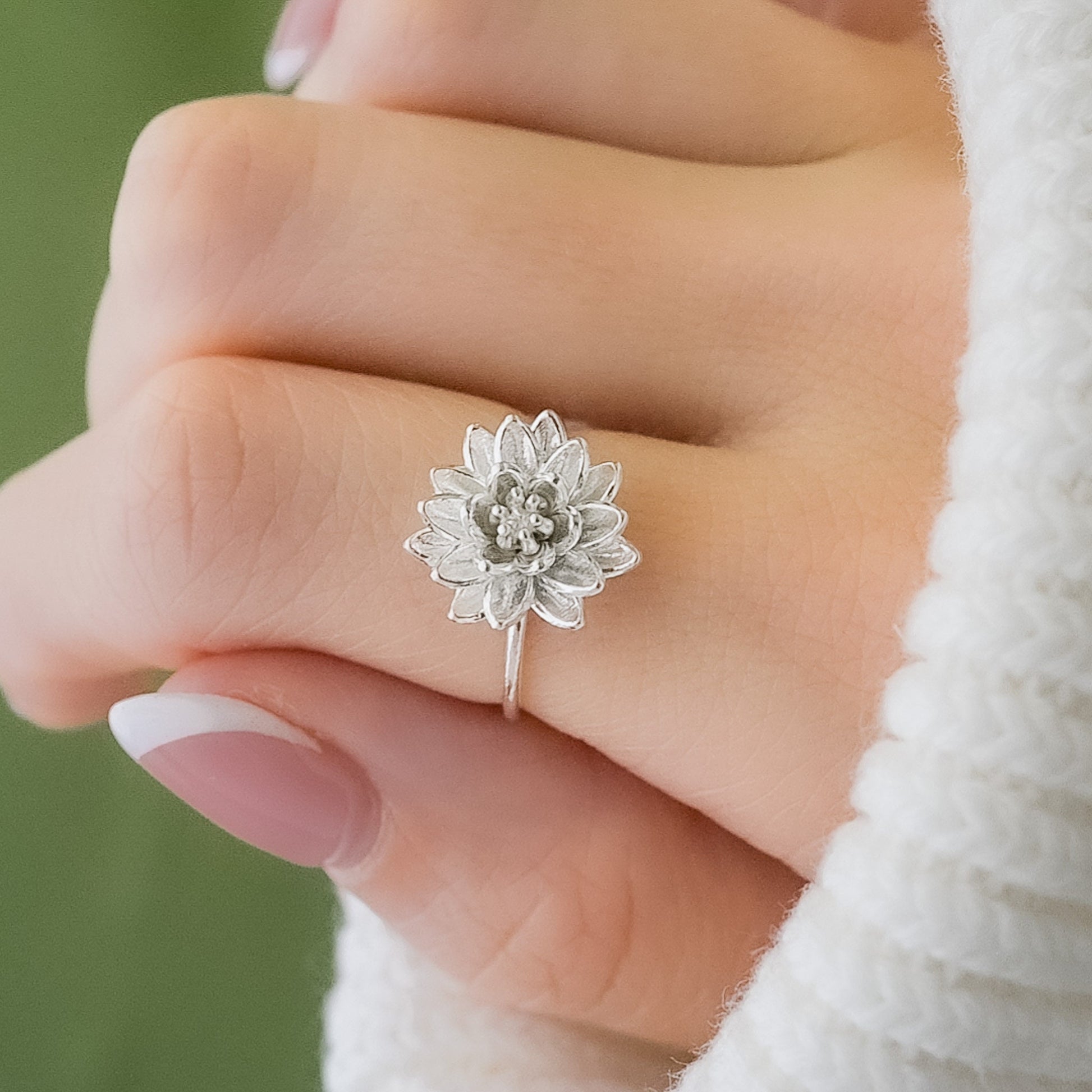 Water Lily Ring - Solid Silver or 14K Gold Plate, A Captivating Symbol of Elegance and Enlightenment
