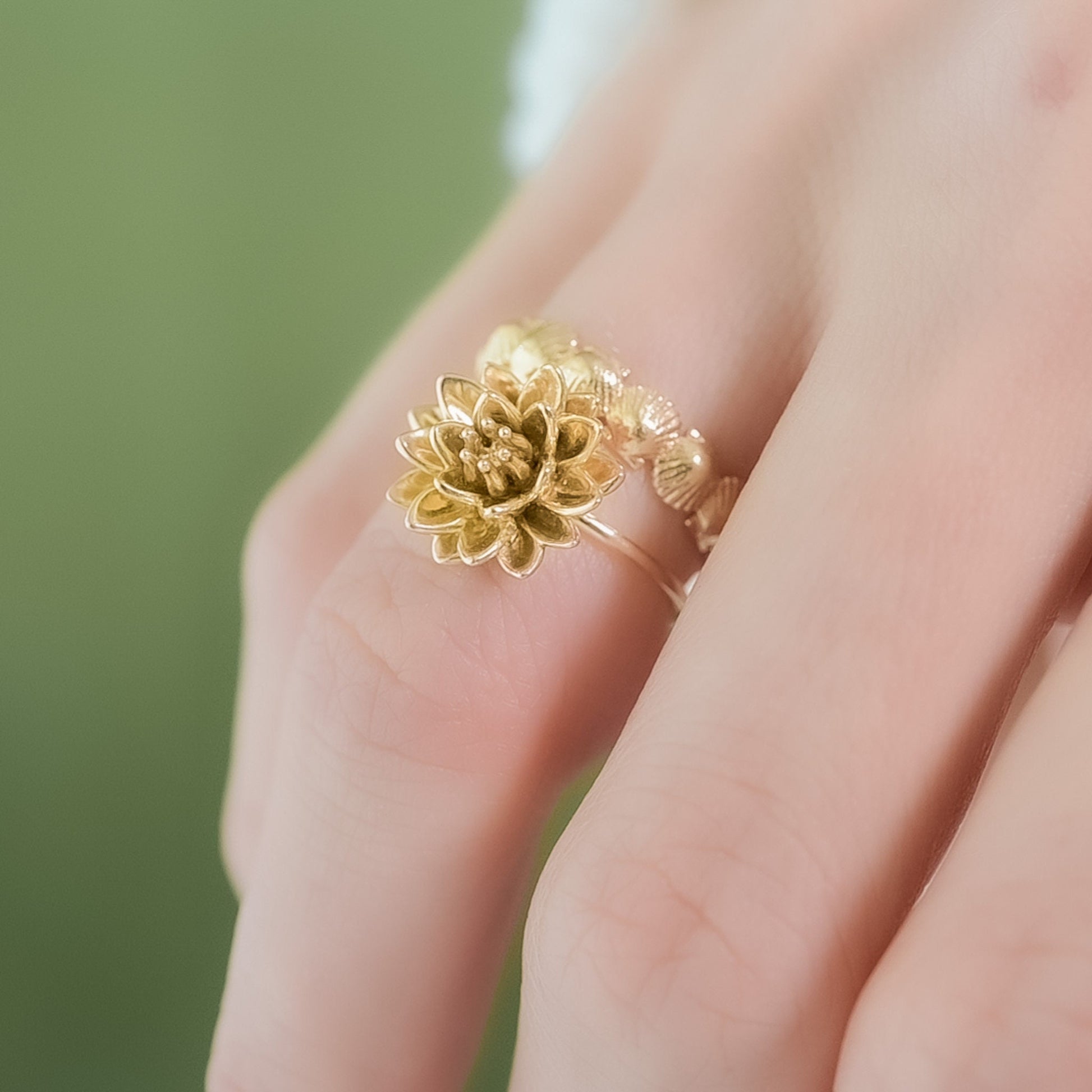 Water Lily Ring - Solid Silver or 14K Gold Plate, A Captivating Symbol of Elegance and Enlightenment