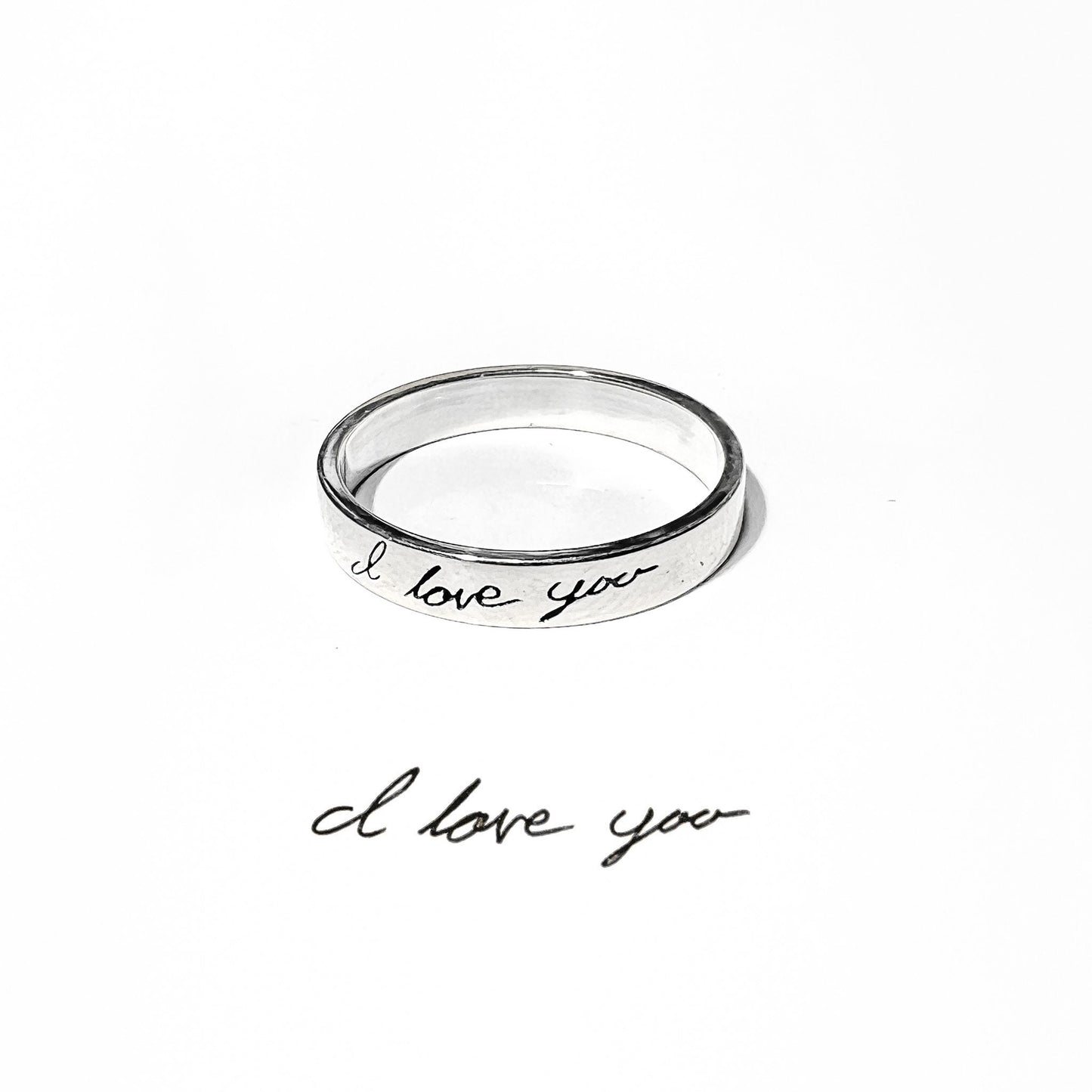 Bespoke Handwriting Ring in Solid 14k Gold or Silver, Actual Handwriting Band Ring, Eternity Ring, Wedding Band, Memorial Ring