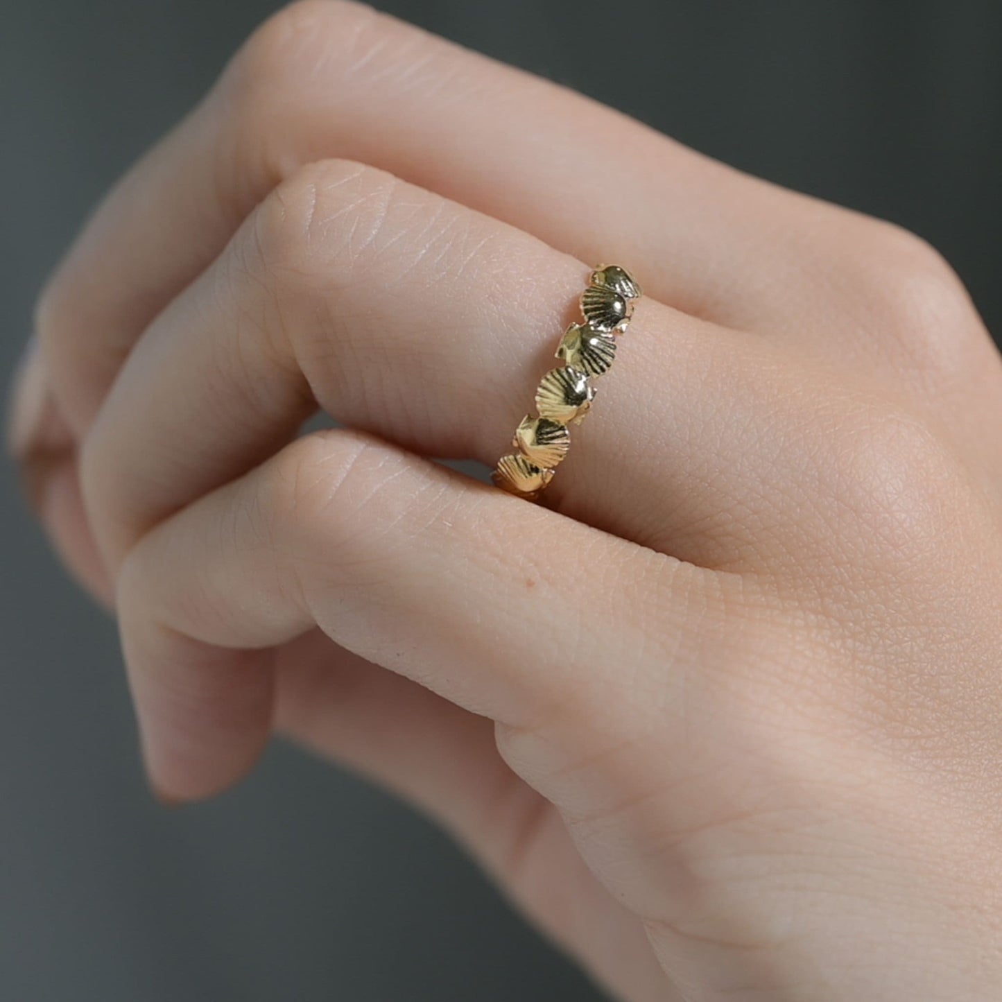 Dainty Seashell Ring • Solid Gold Shell Ring