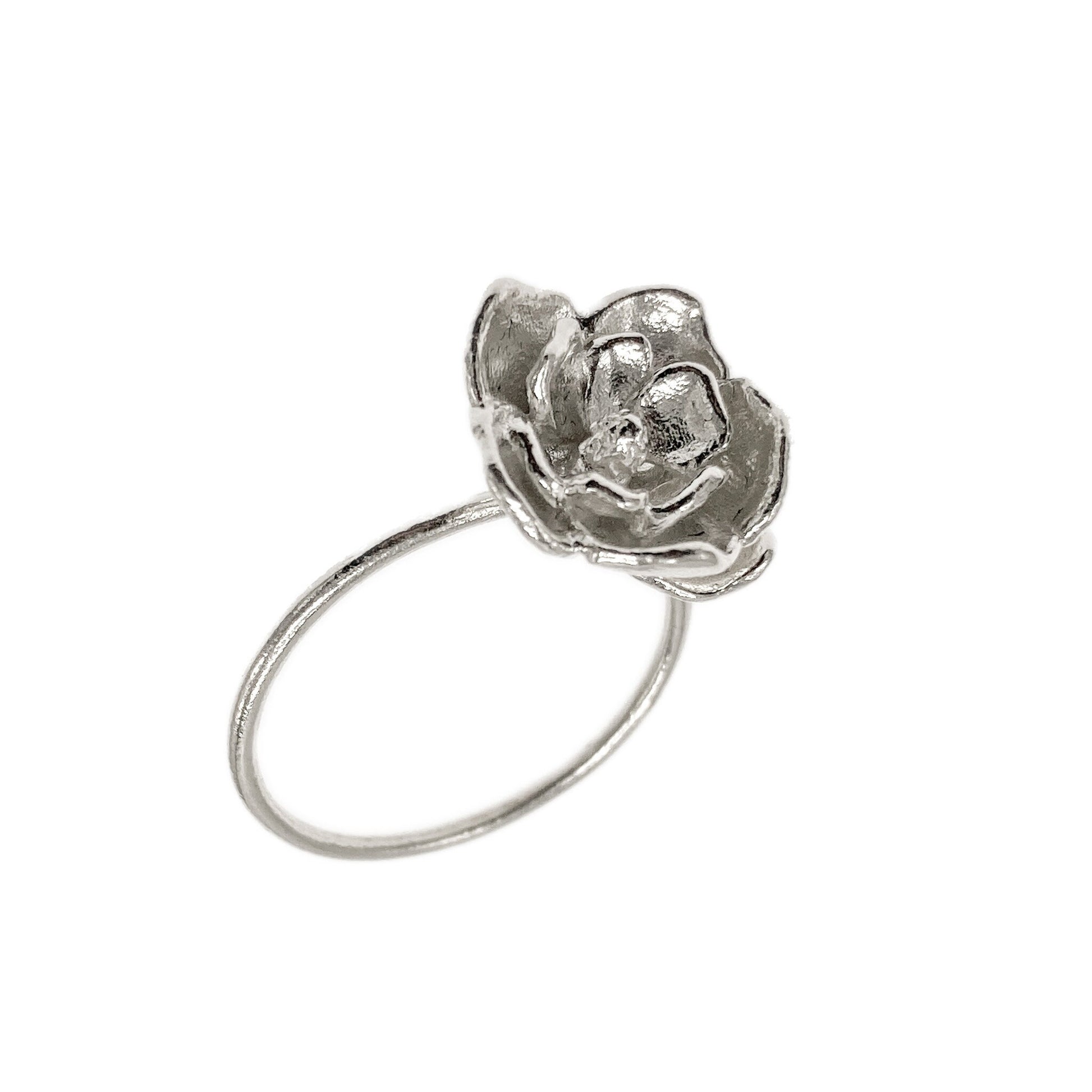 Dainty Magnolia Ring in Solid Silver and 14K Gold Plate