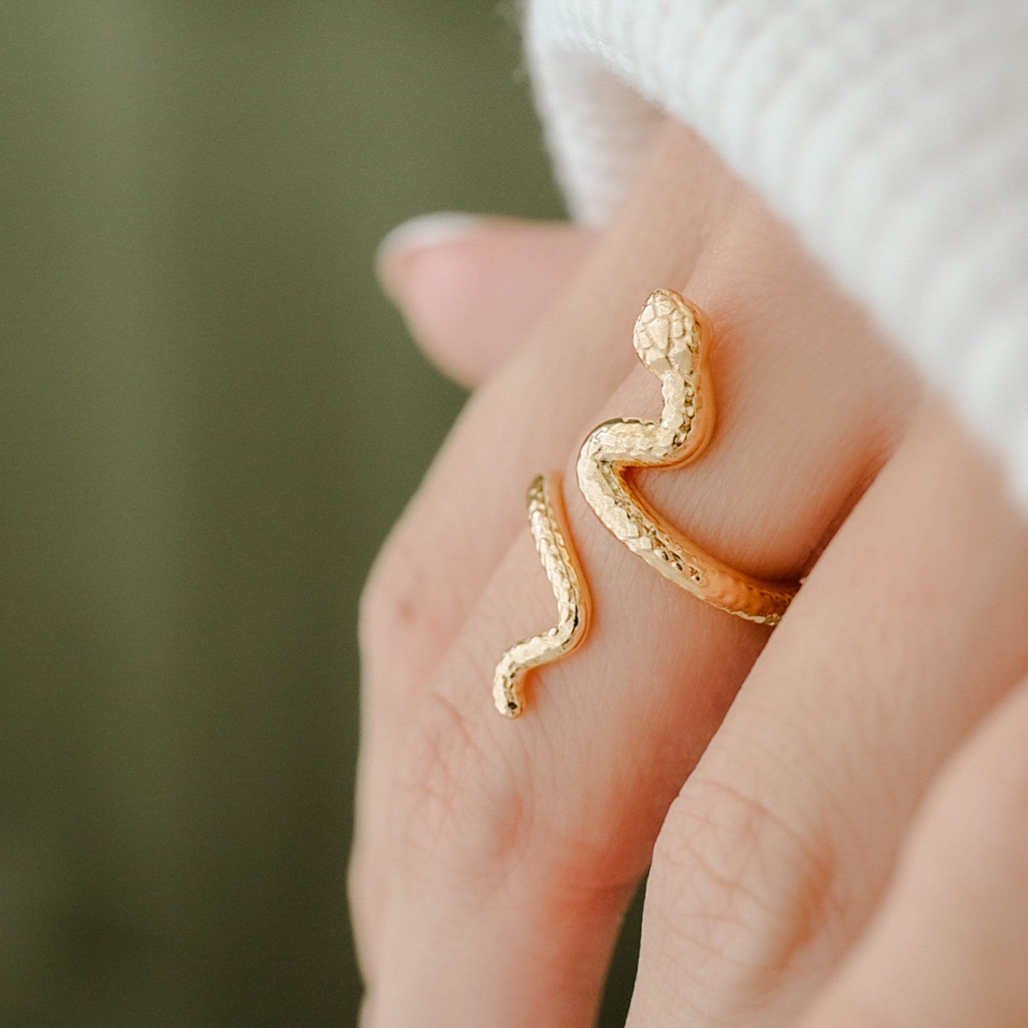 Snake Ring in Solid Silver or 14K Gold Plate