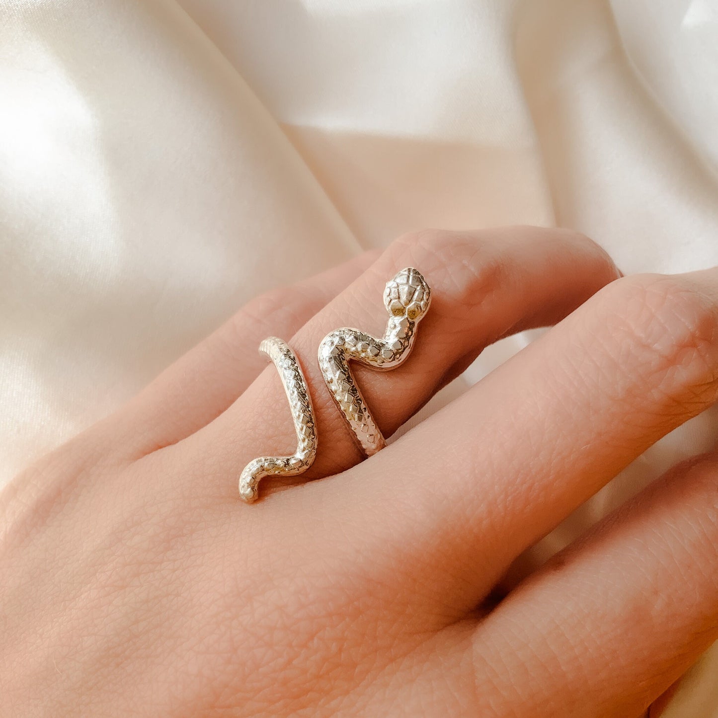 Snake Ring in Solid Silver or 14K Gold Plate