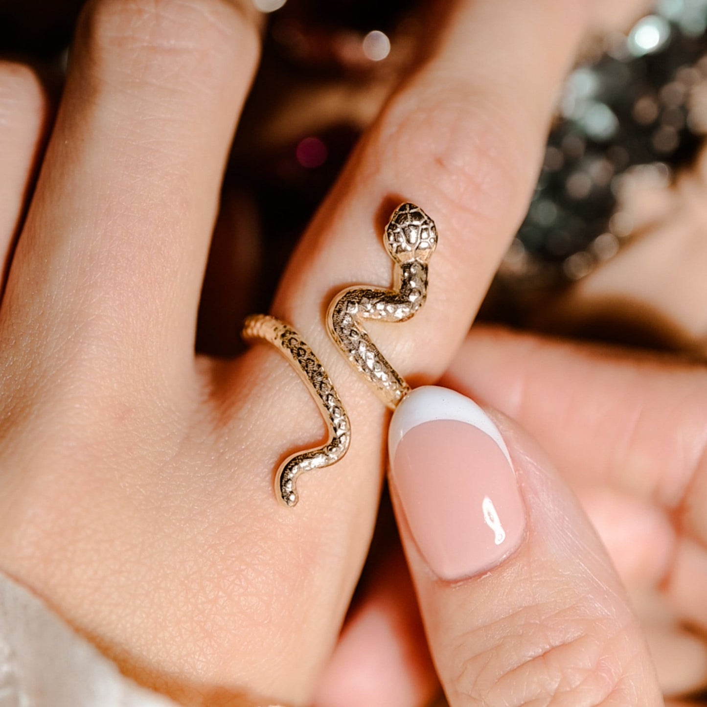 Snake Ring in Solid Silver or 14K Gold Plate