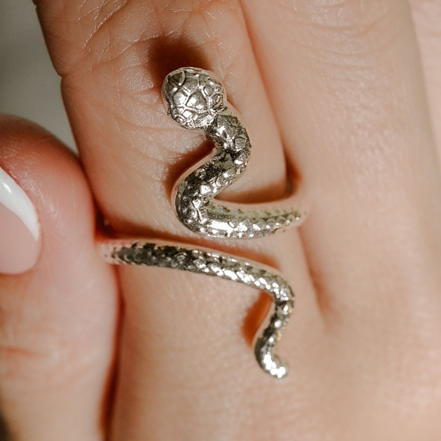 Snake Ring in Solid Silver or 14K Gold Plate