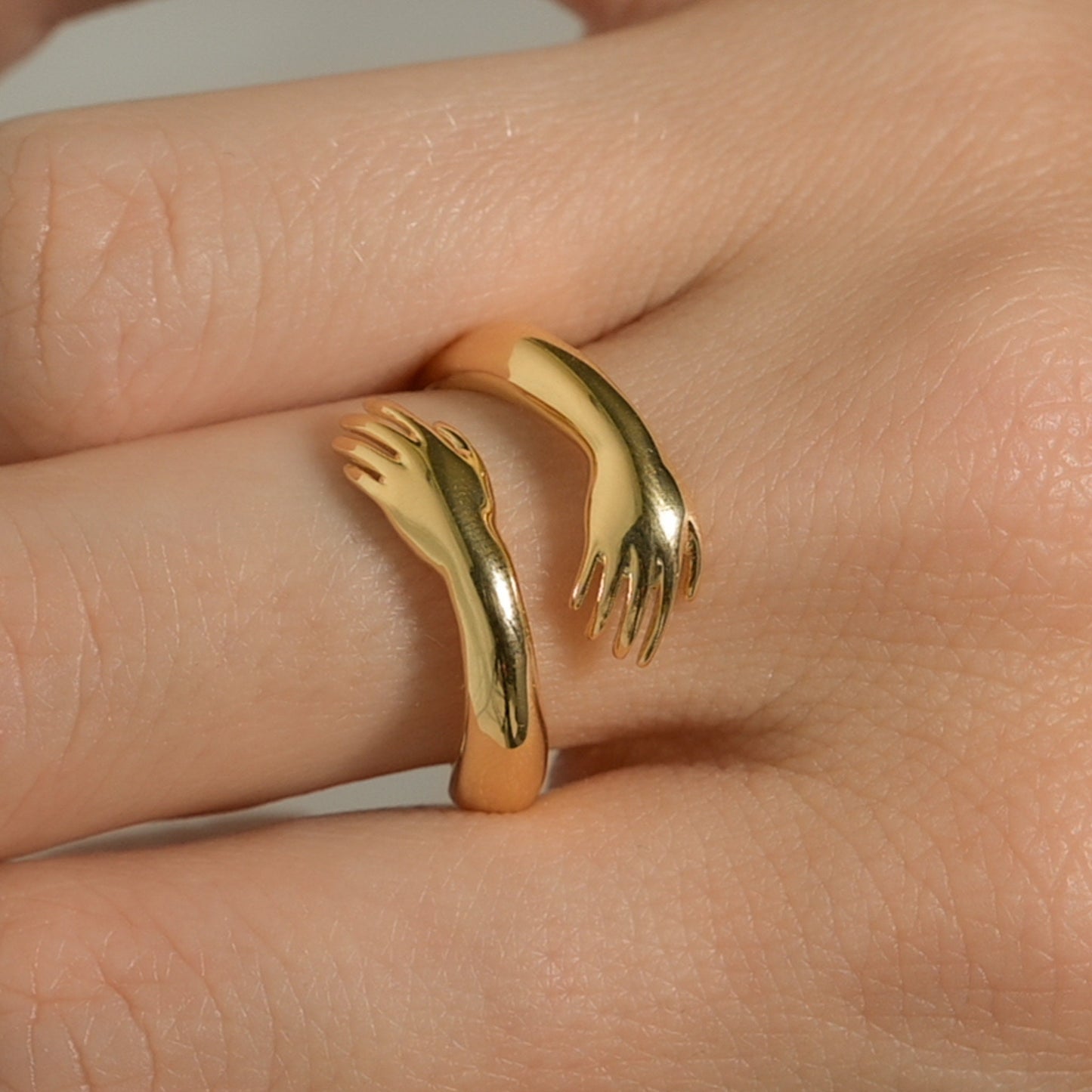 Solid Gold Hug Ring, Adjustable size 5-6