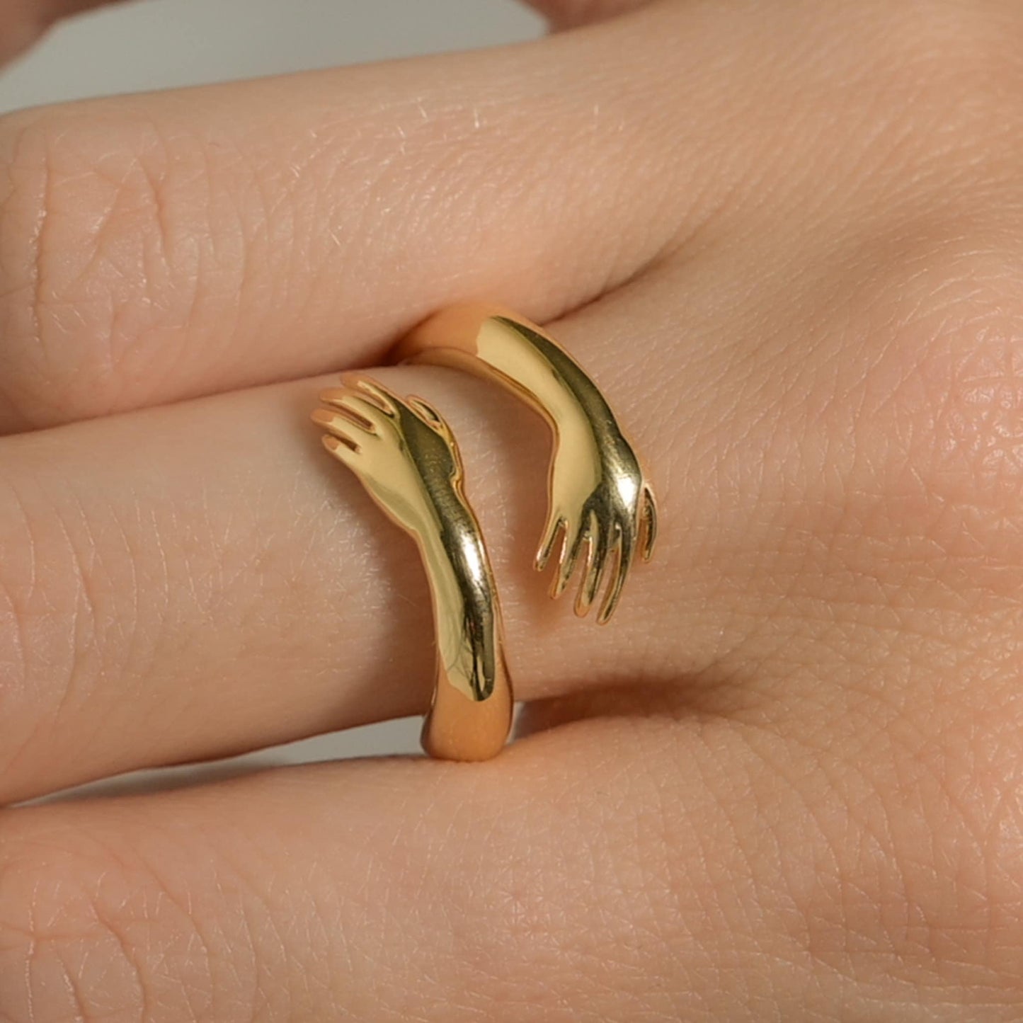 Solid 14K Yellow Gold Hug Ring Bypass Style, New solid Band