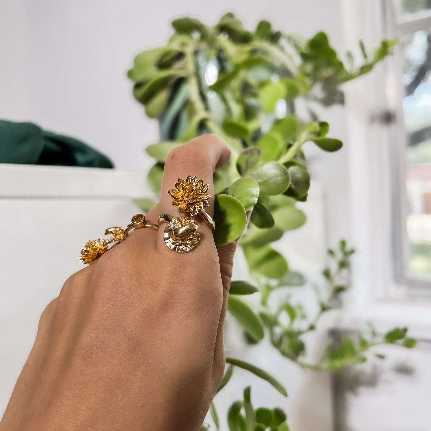 Princess Frog Ring in Adjustable Statement Ring in 14K Gold Plate