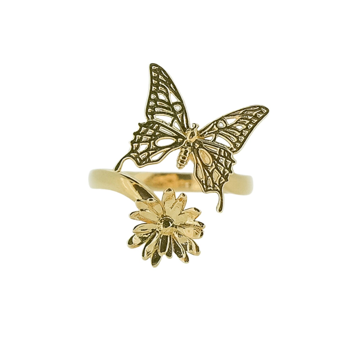 Butterfly and Daisy Flower Ring