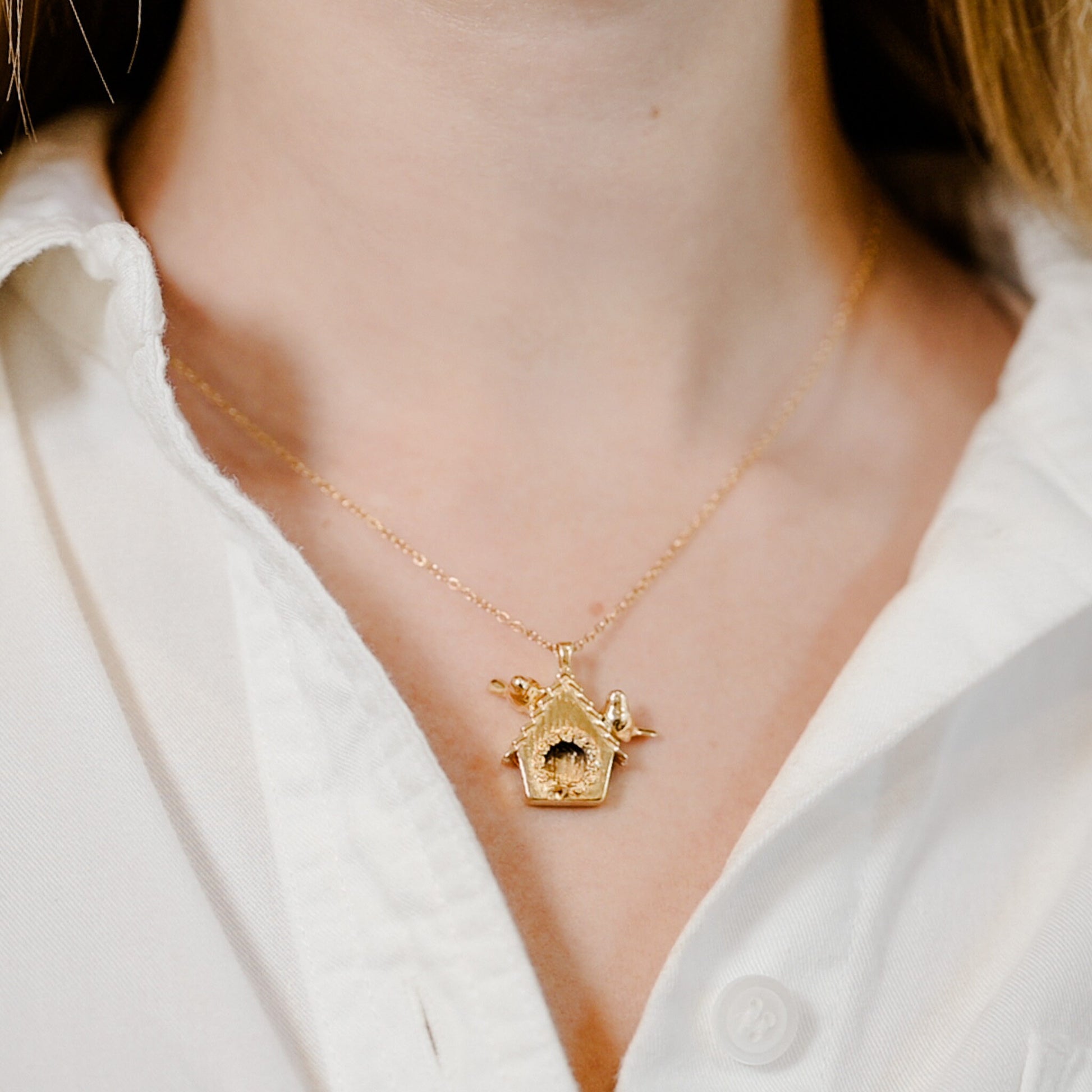 Birdhouse Pendant Necklace