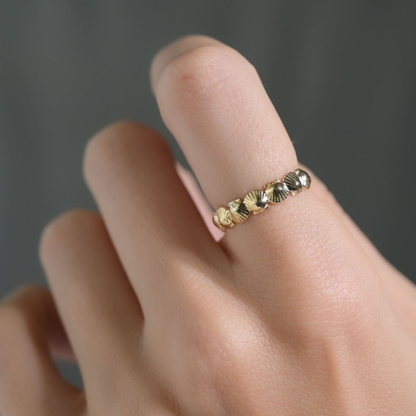 Dainty Seashell Ring • Solid Gold Shell Ring