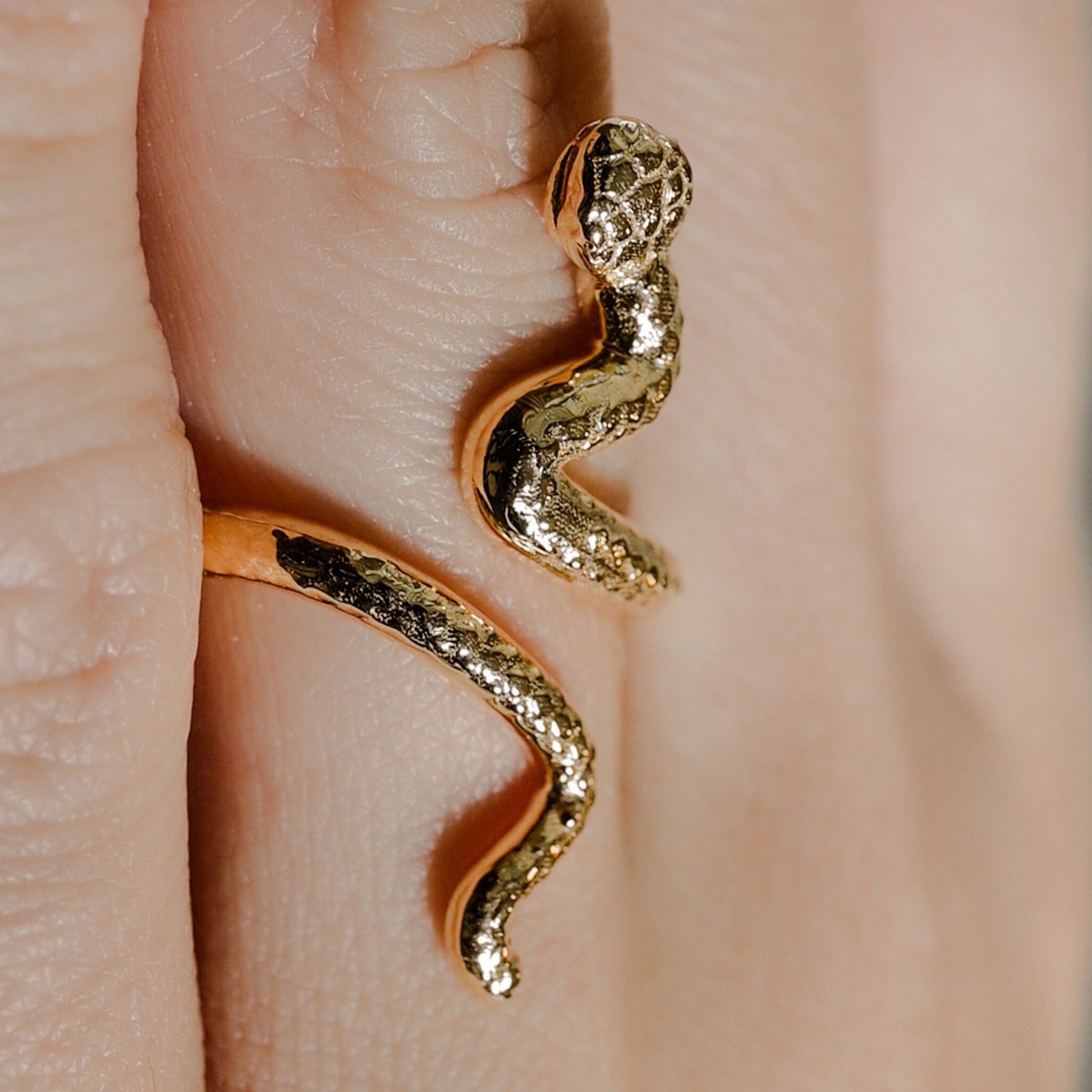 Snake Ring in Solid Silver or 14K Gold Plate