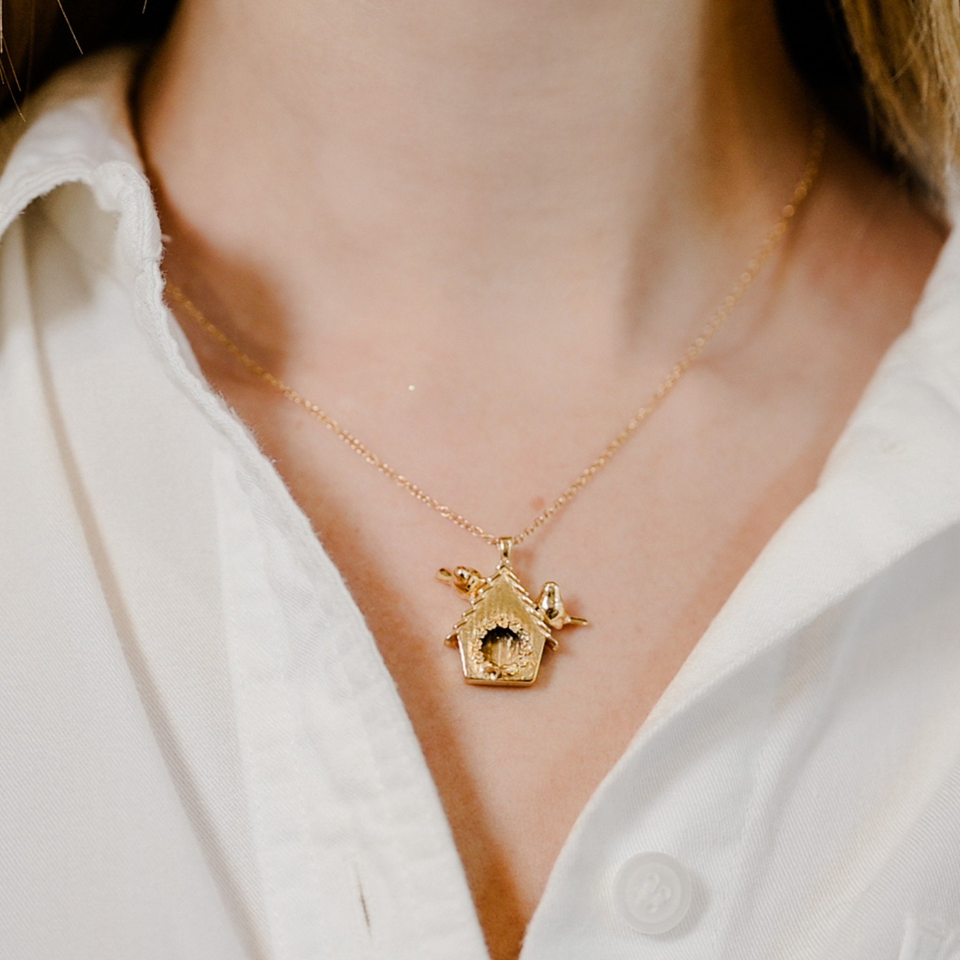 Birdhouse Pendant Necklace