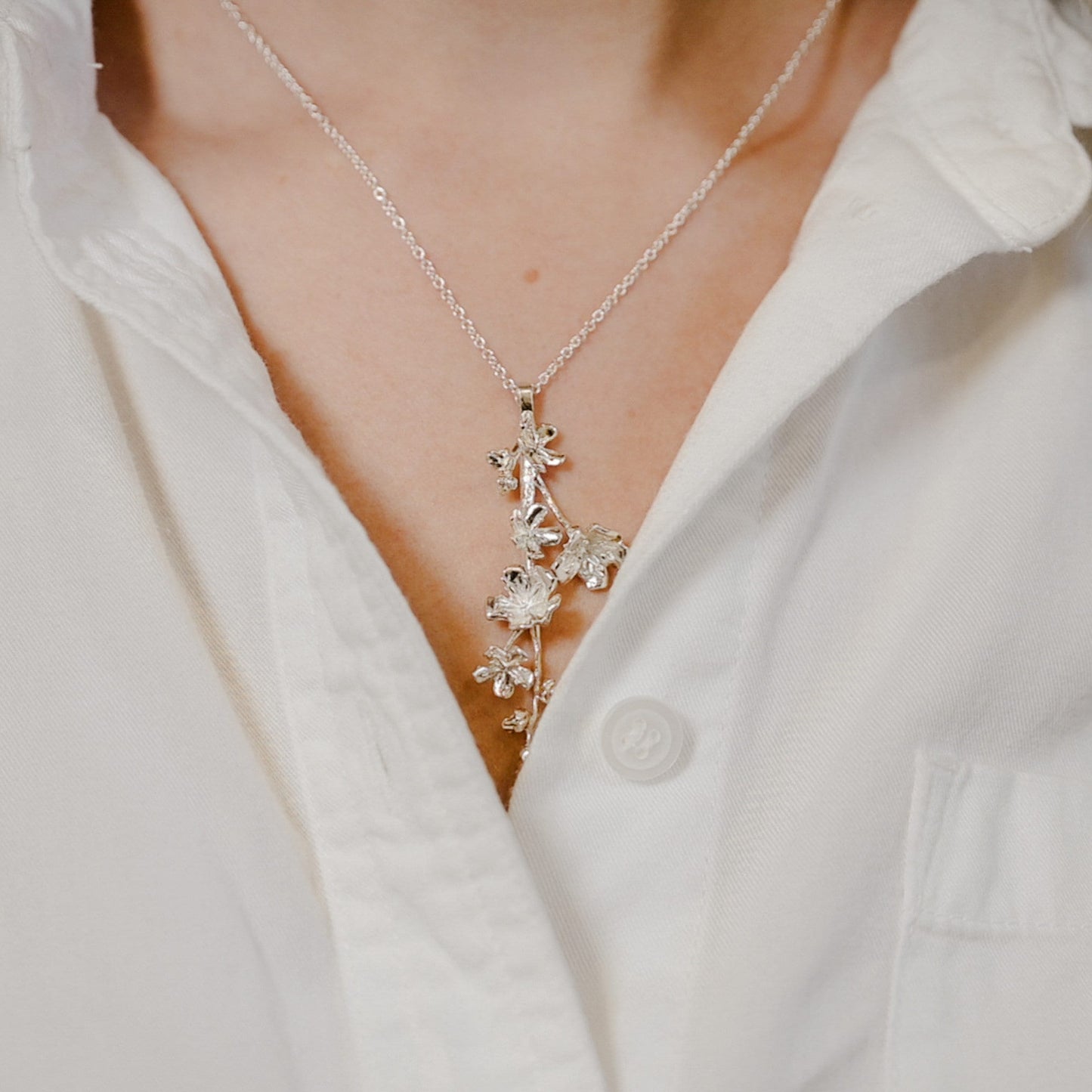 Cherry Blossom Pendant Only: 14k Gold, Sterling Silver, Vermeil, 3D Printed