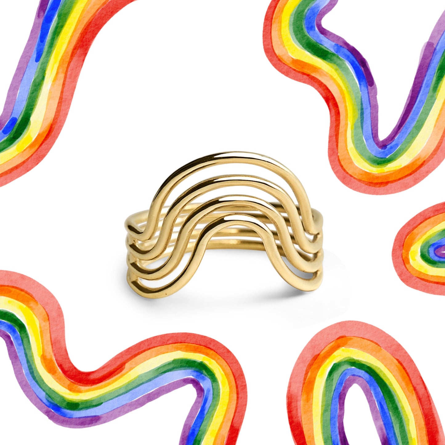 Rainbow Ring, Pride Ring, Silver or 14K Gold Plate