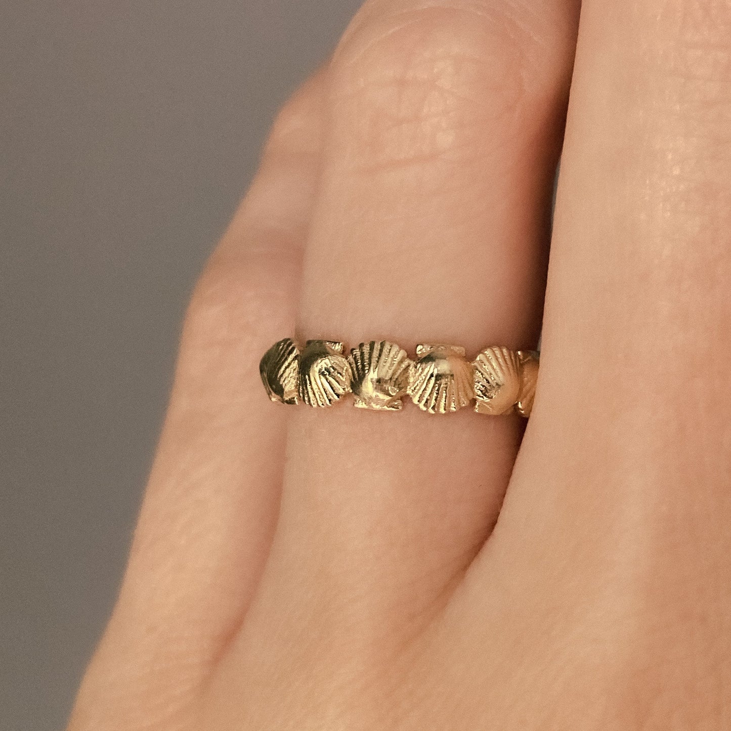Dainty Seashell Ring • Solid Gold Shell Ring