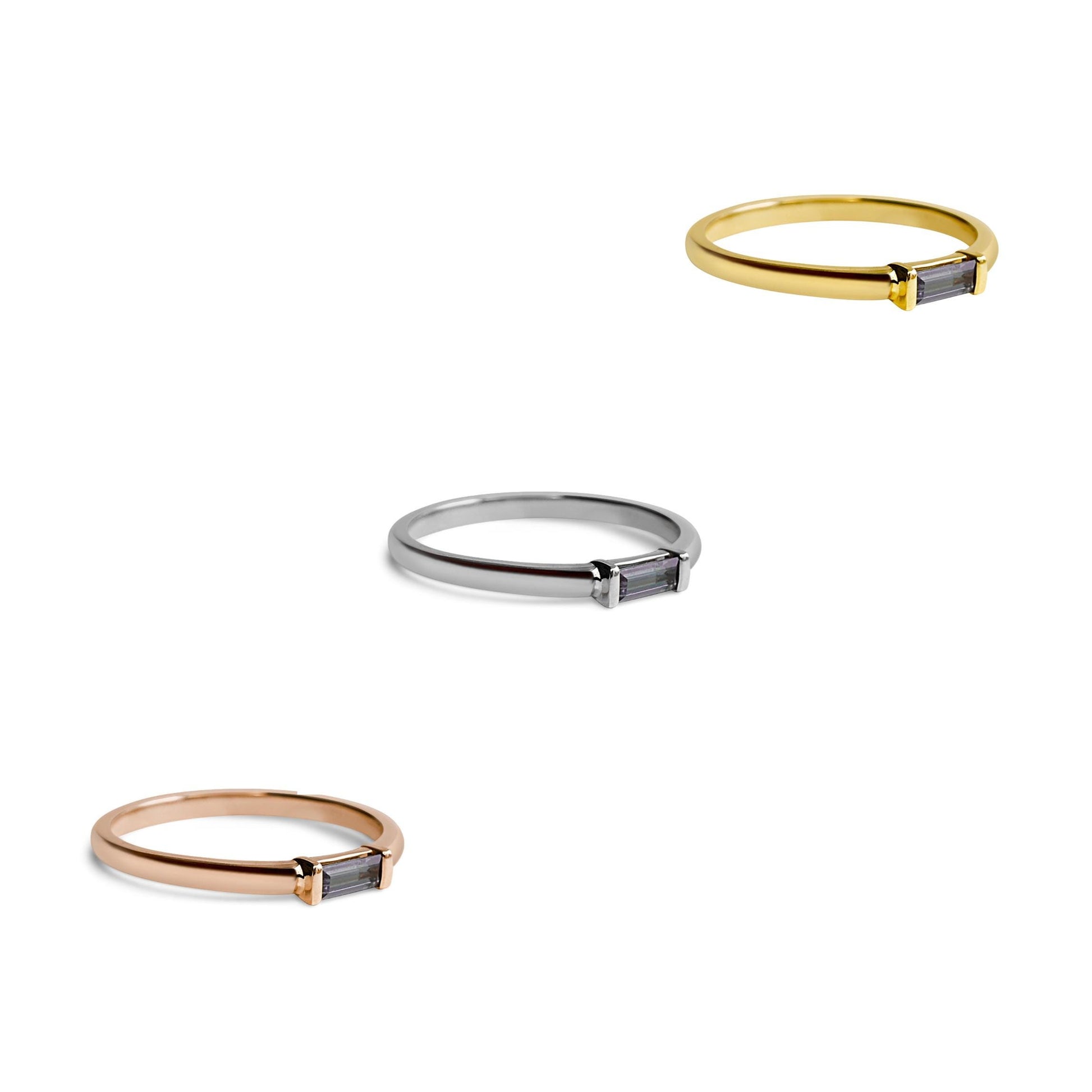 Handcrafted 14K Gold Alexandrite Stacking Ring - June Birthstone Jewelry