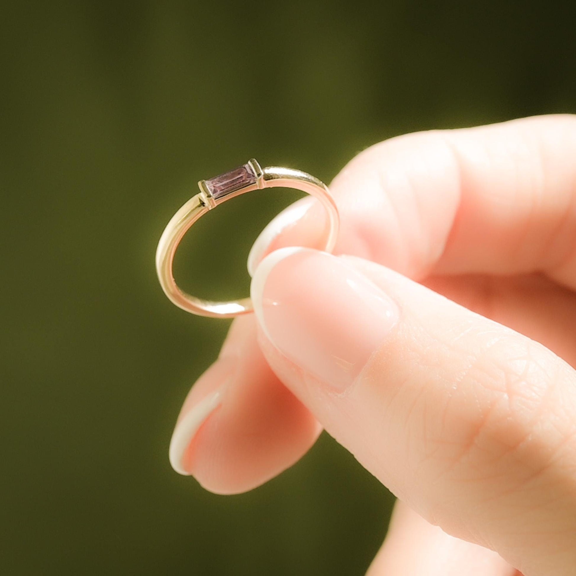 Handcrafted 14K Gold Alexandrite Stacking Ring - June Birthstone Jewelry