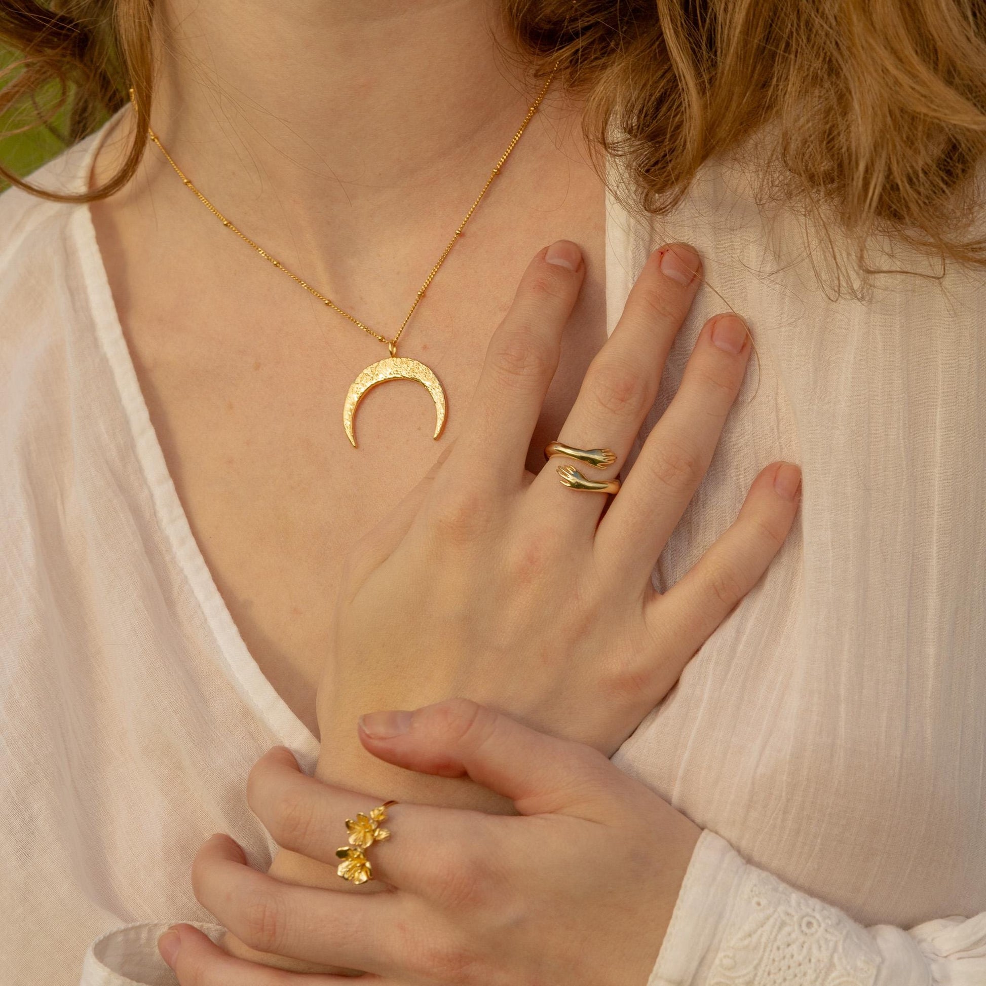Solid 14K Yellow Gold Hug Ring Bypass Style, New solid Band
