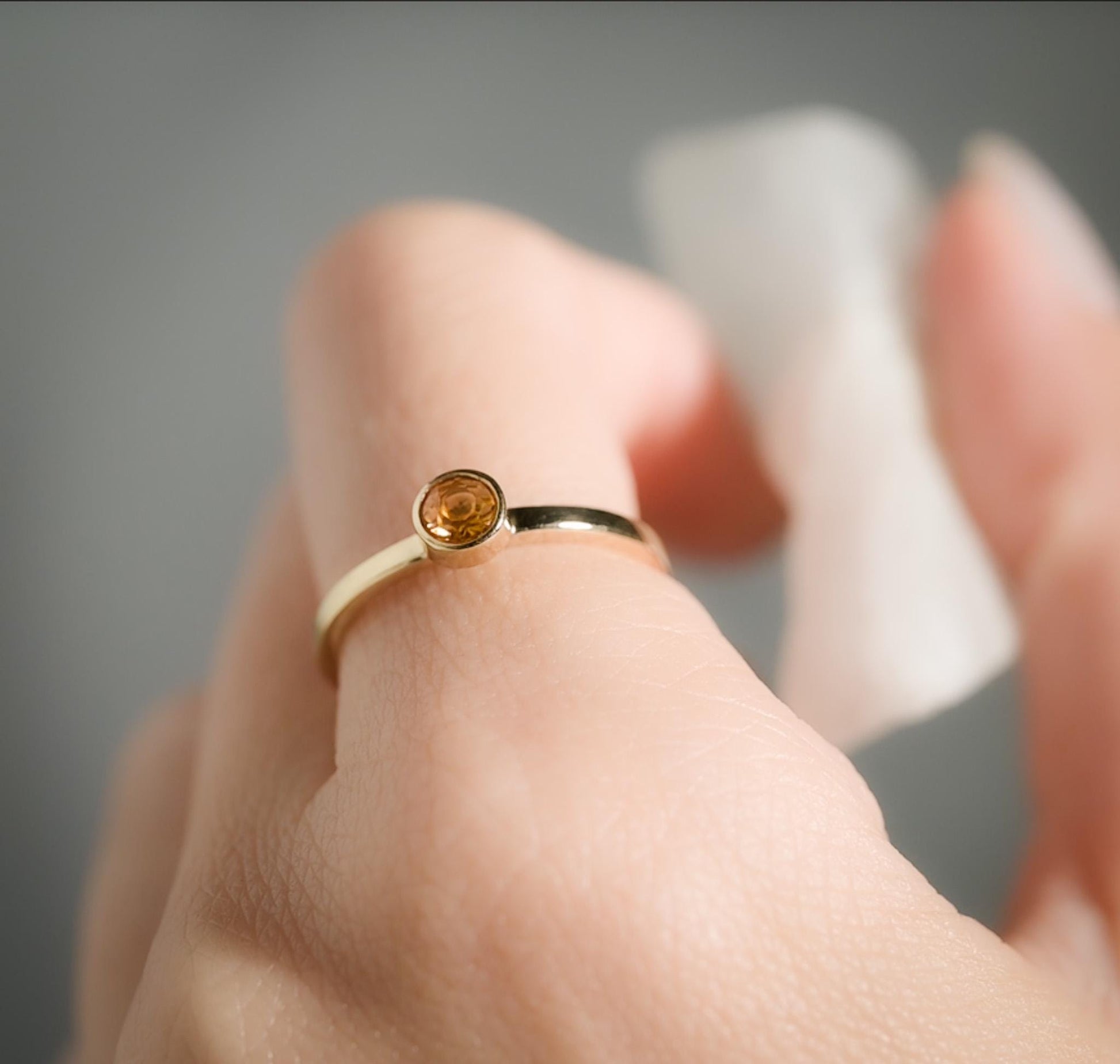 14K Gold Ring with 4mm Bezel Set Citrine - Elegant November Birthstone Jewelry