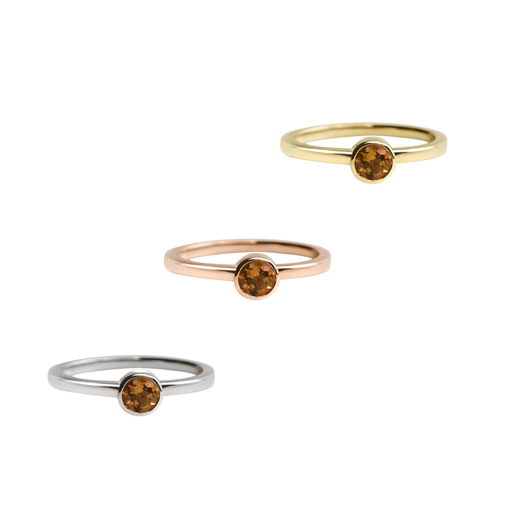 14K Gold Ring with 4mm Bezel Set Citrine - Elegant November Birthstone Jewelry