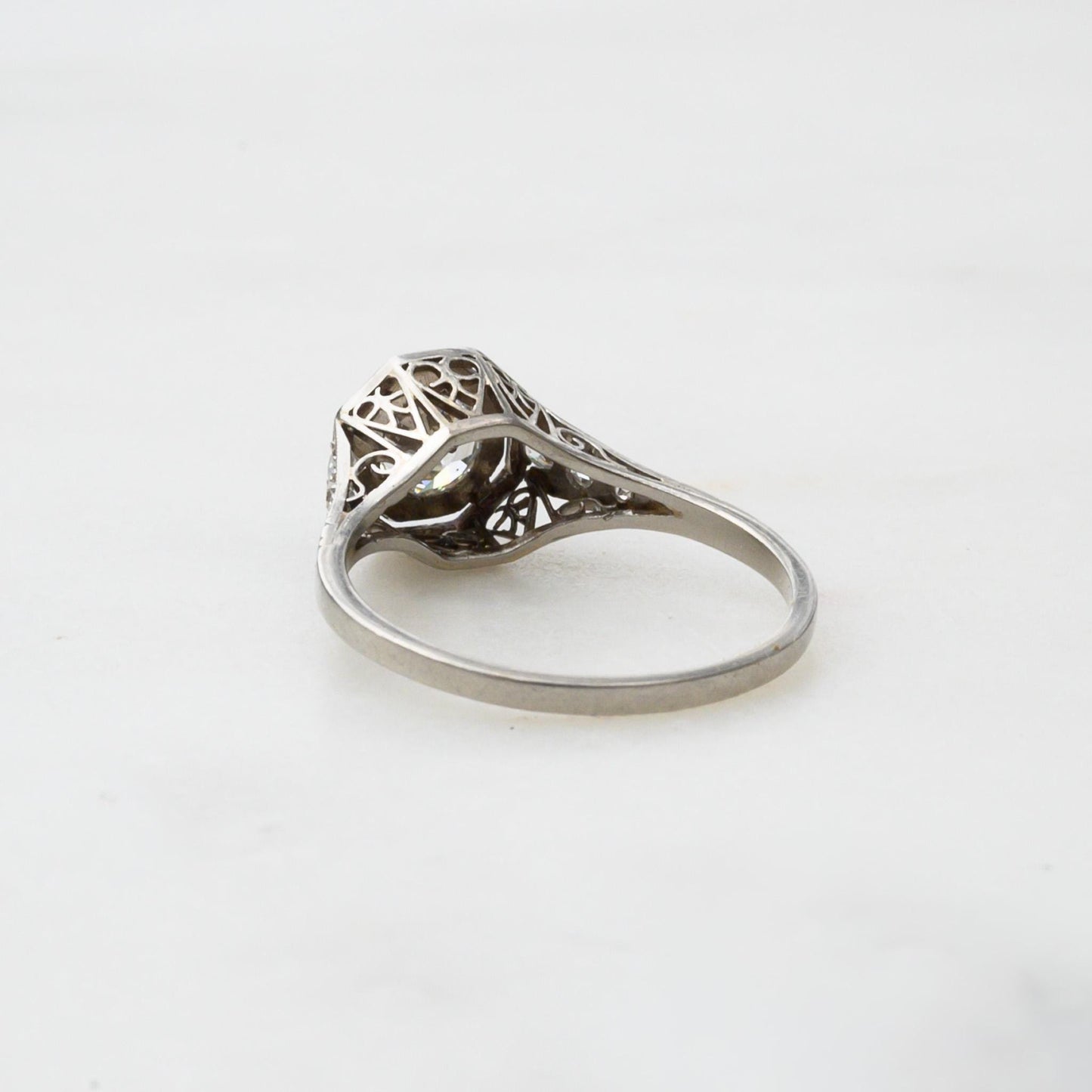 Vintage 1940s Platinum Diamond Engagement Ring - .55 CTW Antique Solitaire Ring - Size 5.75 - Art Deco Style
