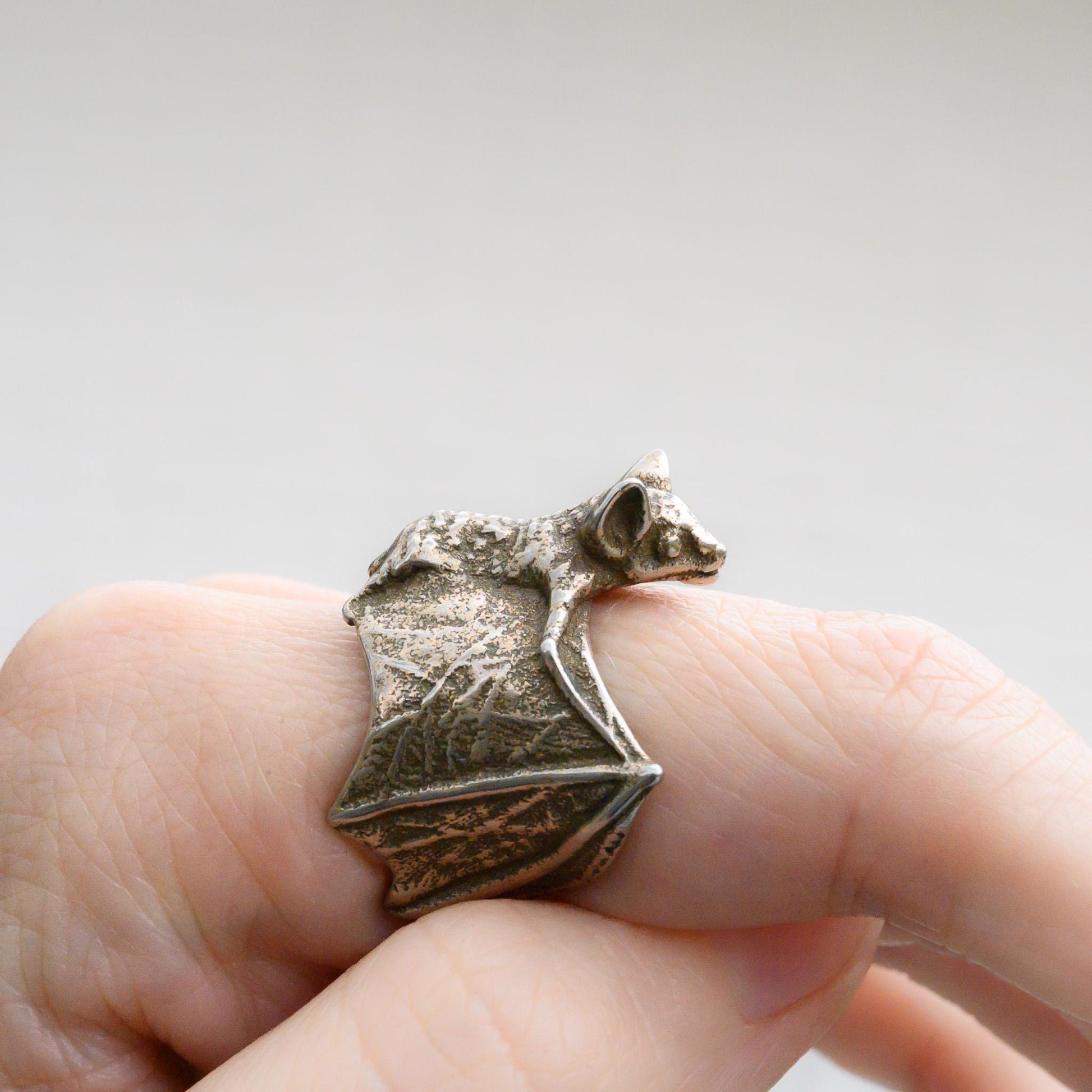 Bat Ring in 3D printed steel, inspired by the Bat Colony in Austin, Texas, Size 7