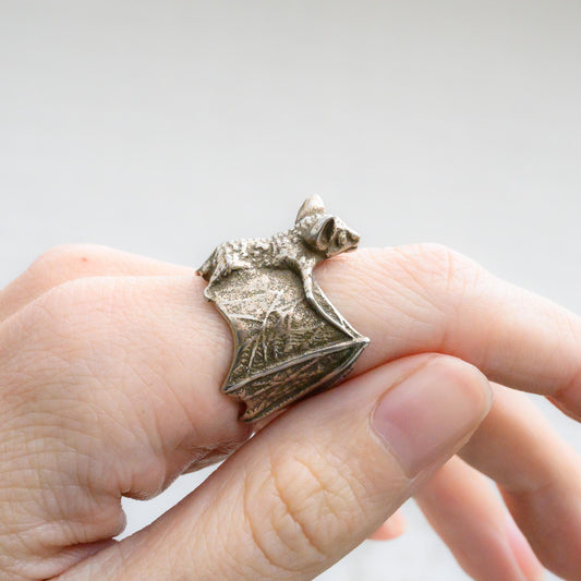 Bat Ring in 3D printed steel, inspired by the Bat Colony in Austin, Texas, Size 7