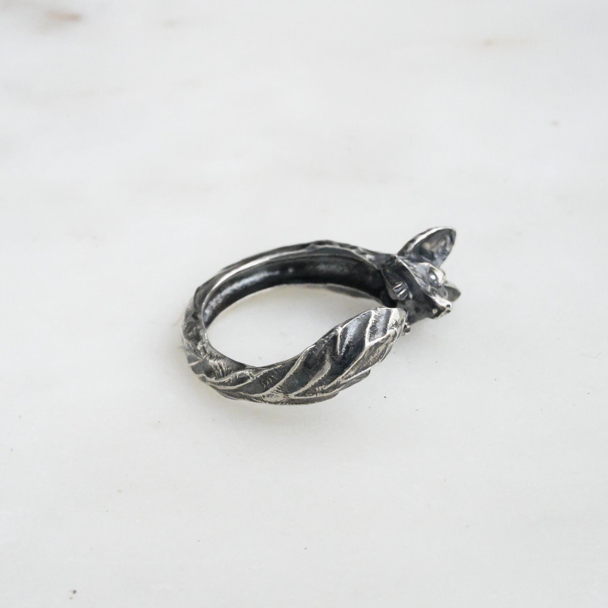 Antiqued Silver Fox Ring – Adjustable Animal Jewelry Size 5-7