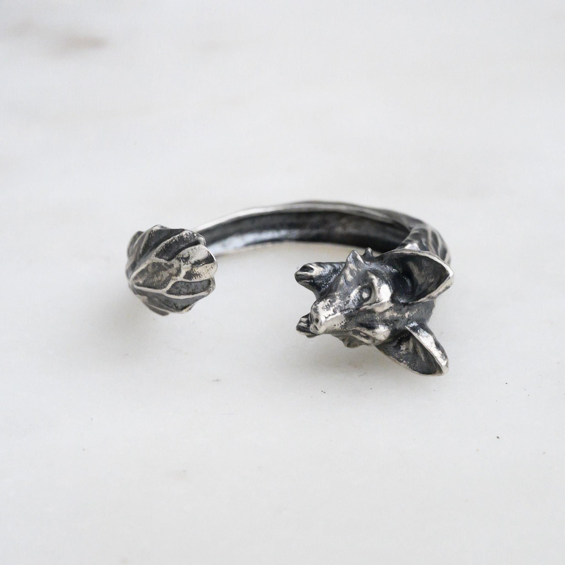 Antiqued Silver Fox Ring – Adjustable Animal Jewelry Size 5-7