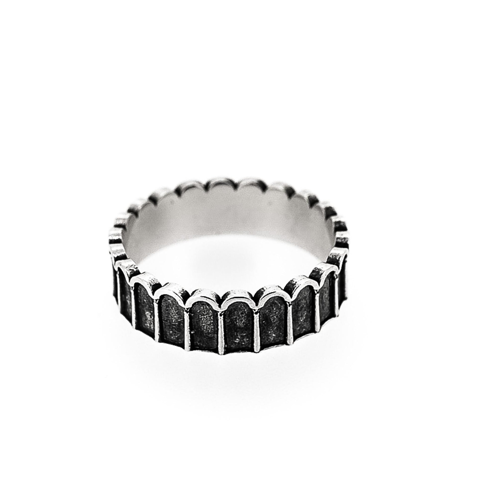 Antiqued Silver Men’s Ring – Architectural Column Design – Size 9.75 – 3.63g – Closeout Sale