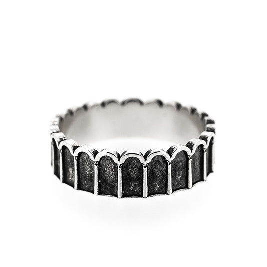 Antiqued Silver Men’s Ring – Architectural Column Design – Size 9.75 – 3.63g – Closeout Sale
