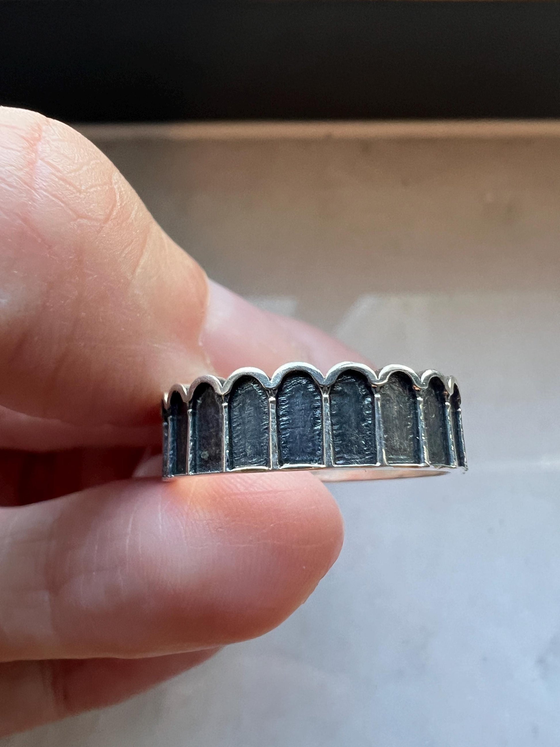 Antiqued Silver Men’s Ring – Architectural Column Design – Size 9.75 – 3.63g – Closeout Sale