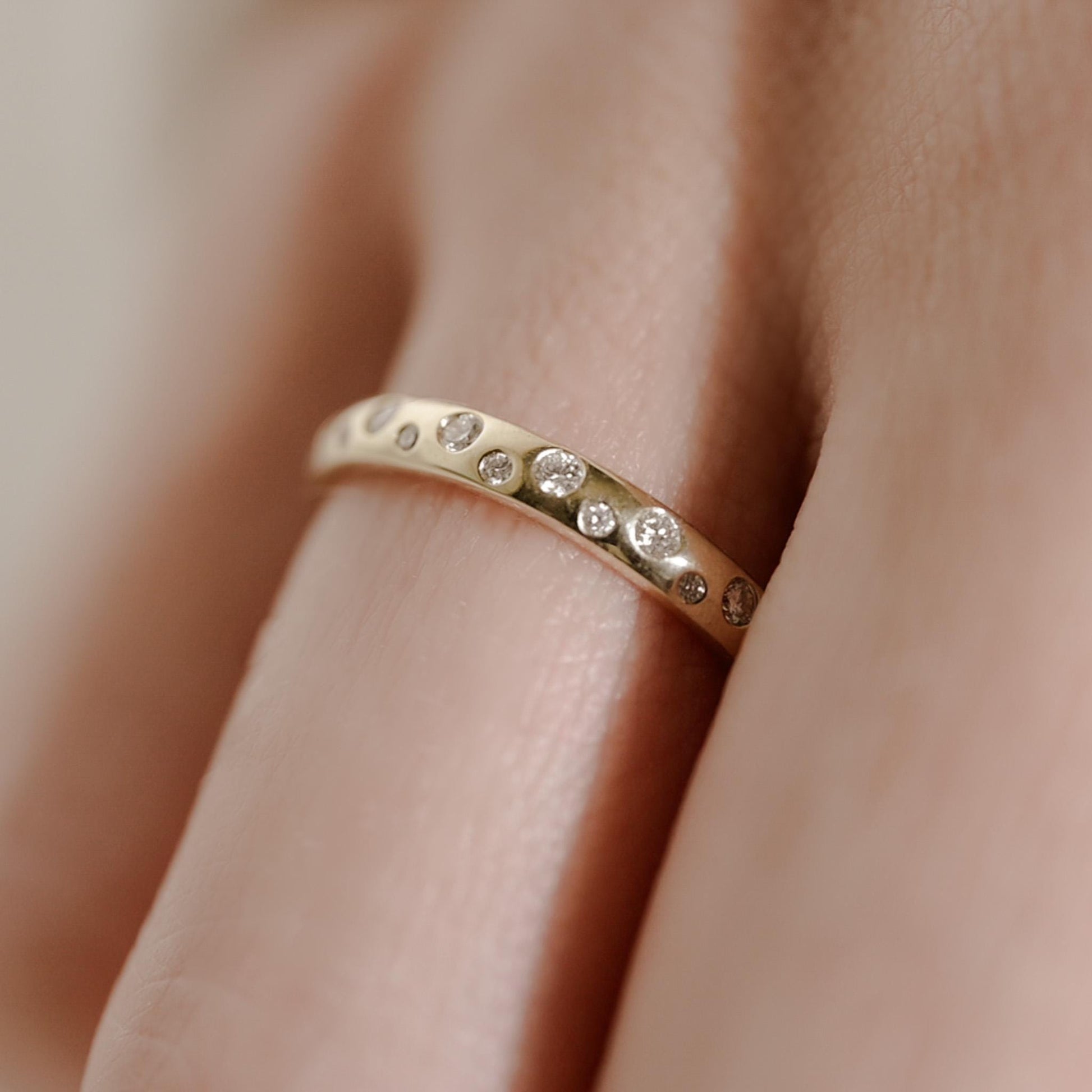 14K Gold Diamond Band – Natural Diamonds, Sizes 4-8.5, Custom Engraving