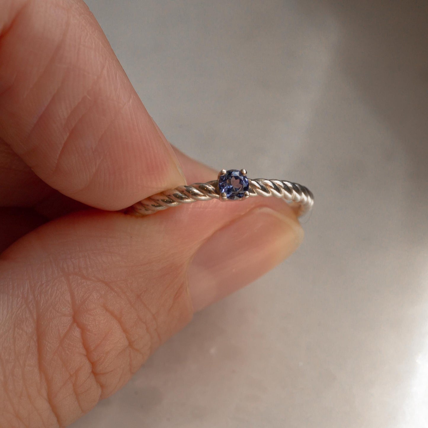 Stackable Rope Ring with Lab-Grown Sapphire