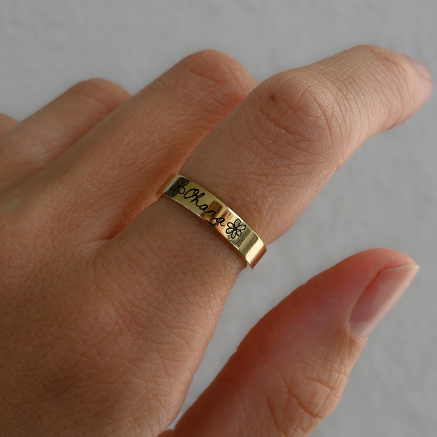 Custom Handwriting Ring in Solid 14k Gold or Silver, Actual Handwriting Band Ring, Eternity, Wedding Band, Memorial Ring, Laser Engraved