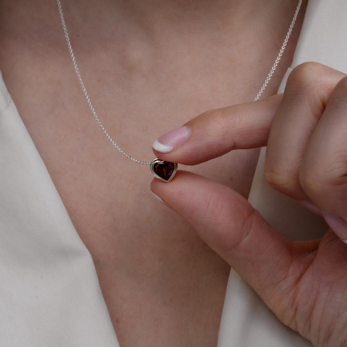 Garnet Heart Necklace