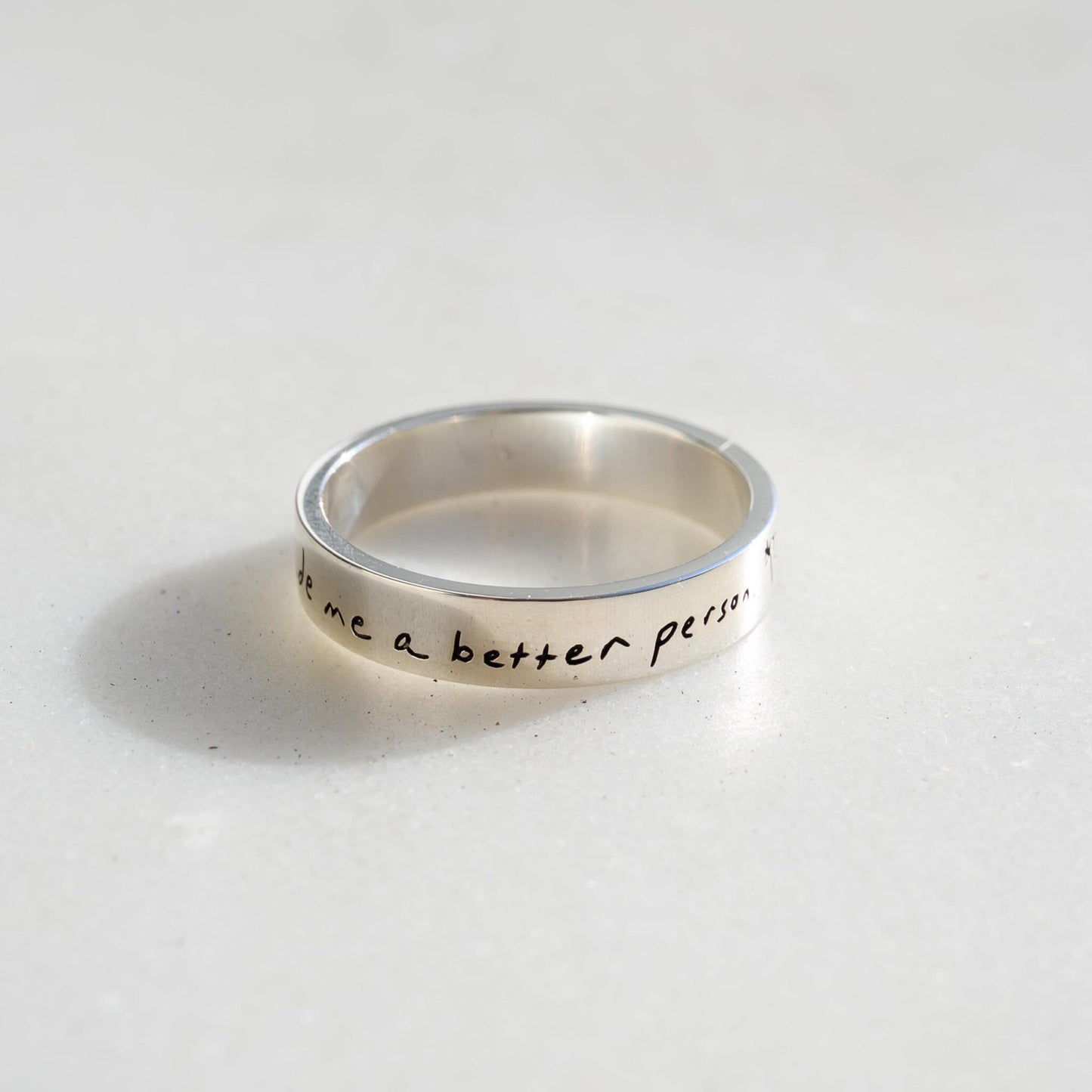 Custom Handwriting Ring in Solid 14k Gold or Silver, Actual Handwriting Band Ring, Eternity, Wedding Band, Memorial Ring, Laser Engraved