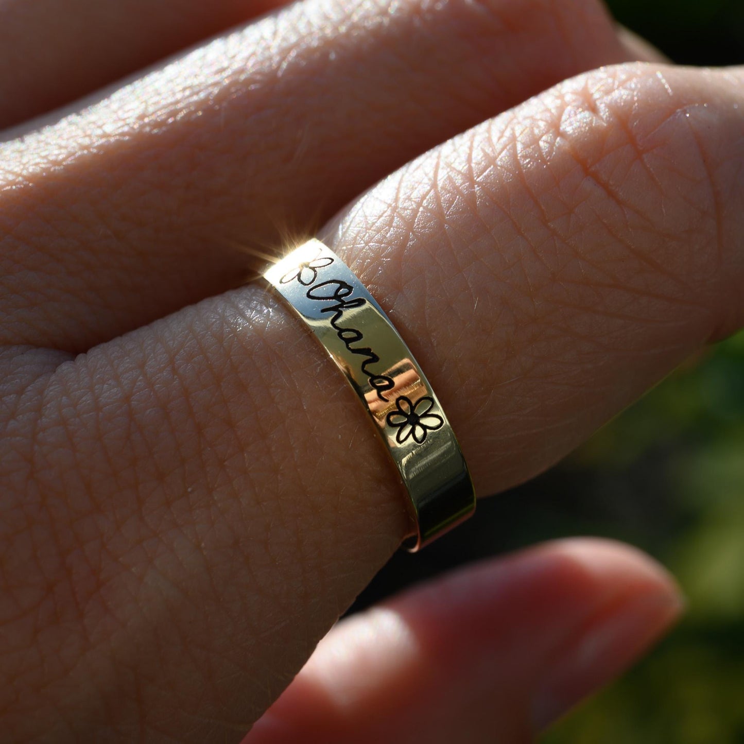 Custom Handwriting Ring in Solid 14k Gold or Silver, Actual Handwriting Band Ring, Eternity, Wedding Band, Memorial Ring, Laser Engraved
