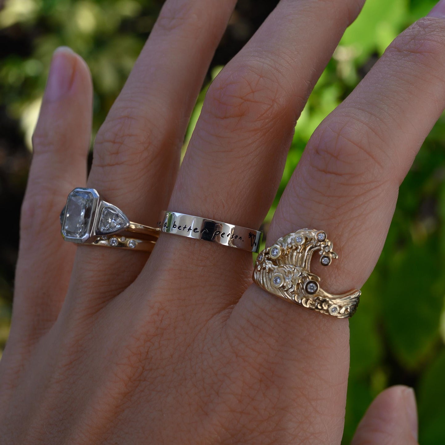 Custom Handwriting Ring in Solid 14k Gold or Silver, Actual Handwriting Band Ring, Eternity, Wedding Band, Memorial Ring, Laser Engraved