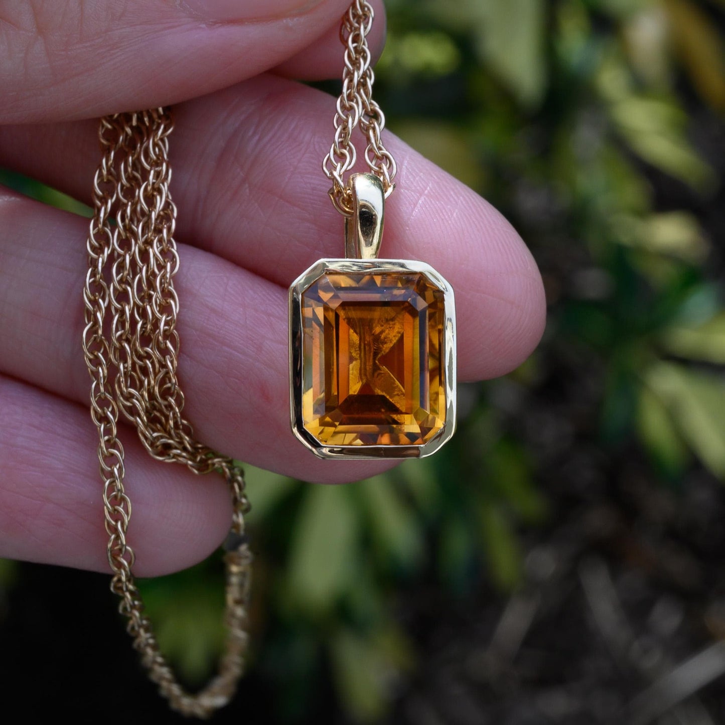 Stunning Citrine 14K Yellow Gold Necklace Charm – Choose with or without 14K Rope Chain