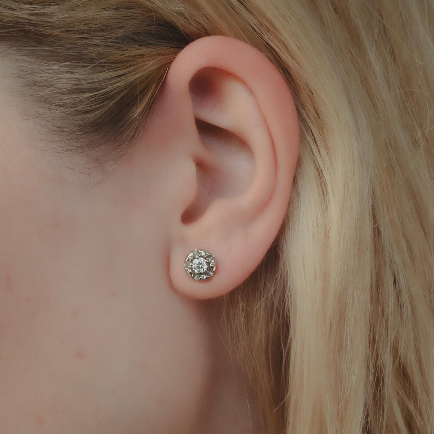 Midcentury Modern Starburst Stud Earrings, 3.5mm Lab-Grown Diamond, White Gold, Rose Gold, Yellow Gold, or Platinum, Retro, Ethical Sparkle