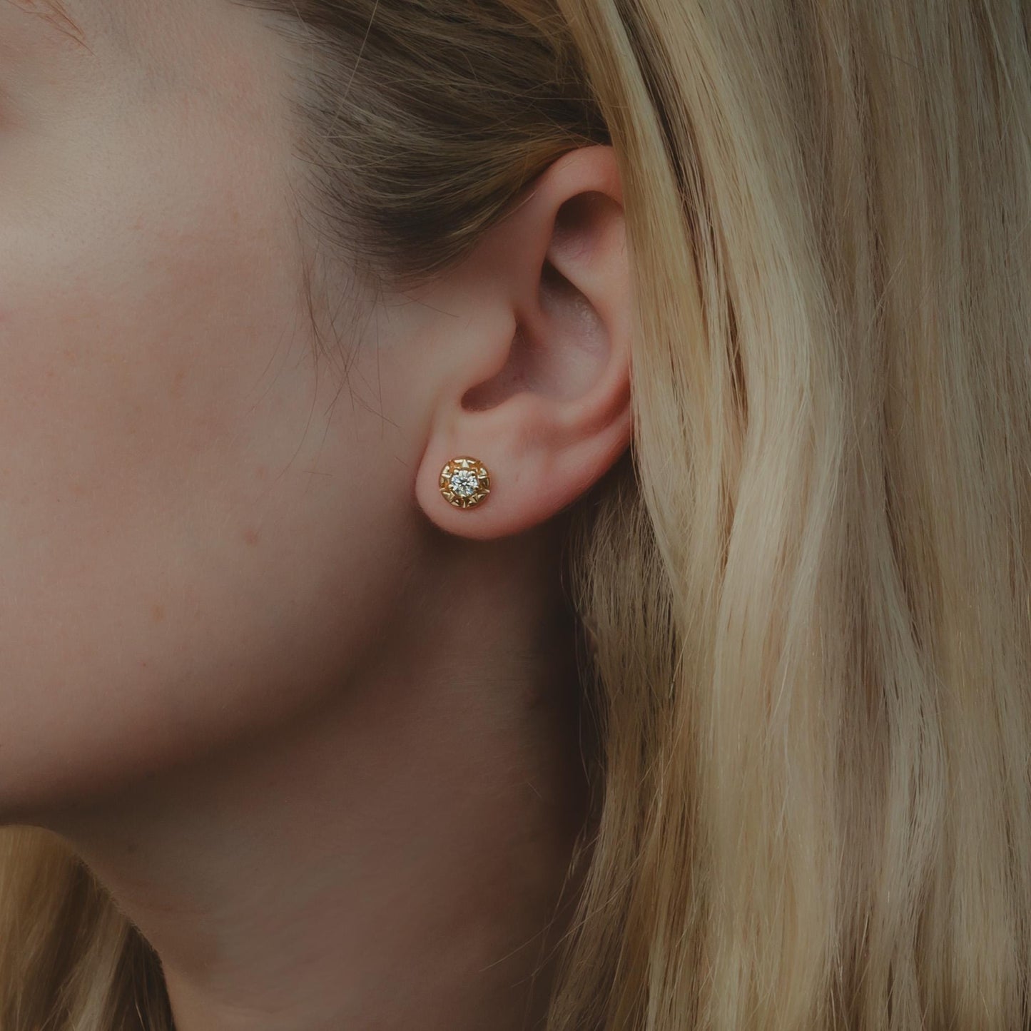 Midcentury Modern Starburst Stud Earrings, 3.5mm Lab-Grown Diamond, White Gold, Rose Gold, Yellow Gold, or Platinum, Retro, Ethical Sparkle