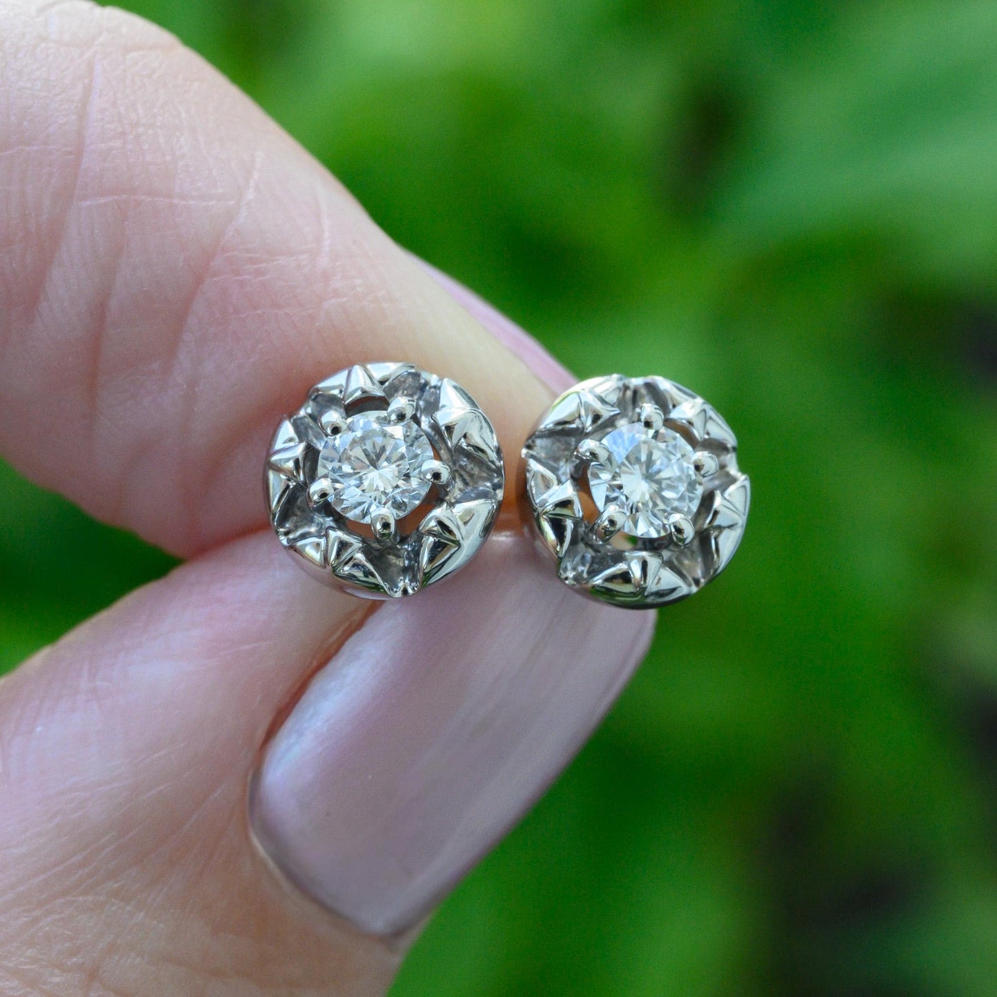 Midcentury Modern Starburst Stud Earrings, 3.5mm Lab-Grown Diamond, White Gold, Rose Gold, Yellow Gold, or Platinum, Retro, Ethical Sparkle