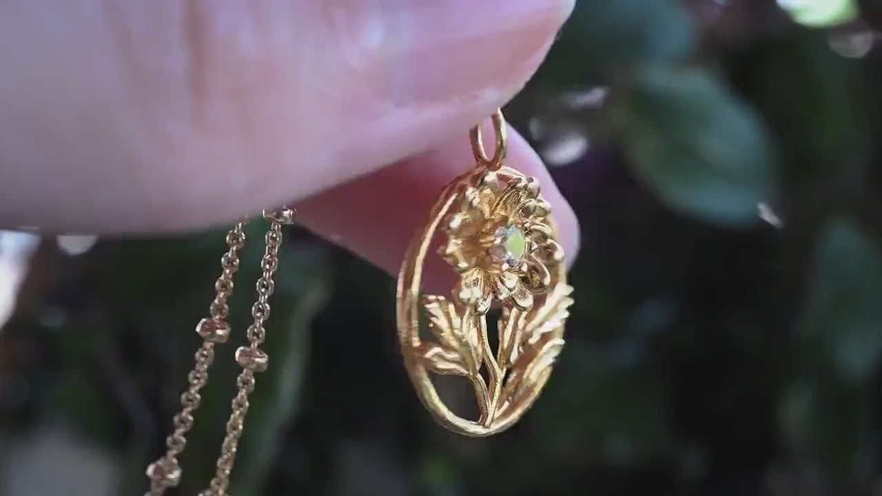 Daisy Flower Necklace - Personalized Jewelry - April Birth Month Flower Gift,  14K Gold Plate with a Beaded Gold Filled chain